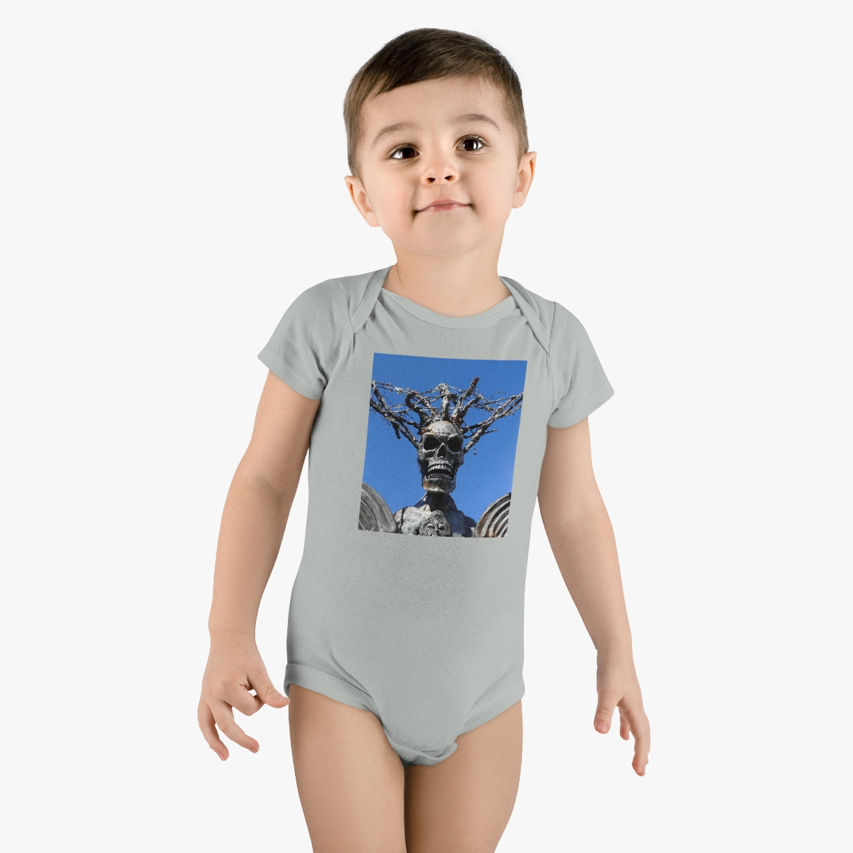 Skull Warrior Stare - Baby Short Sleeve Onesie - Fry1Productions
