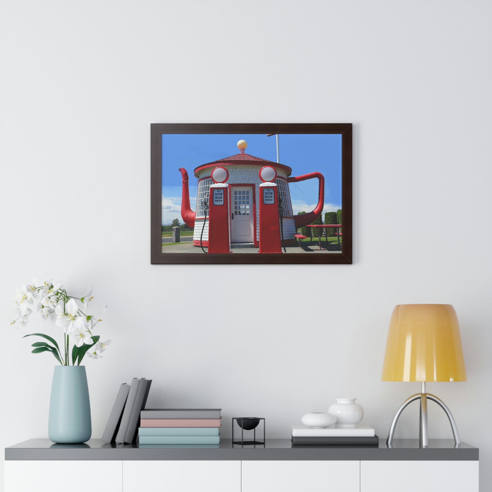 Awesome Teapot Dome Service Station - Framed Horizontal Poster - Fry1Productions