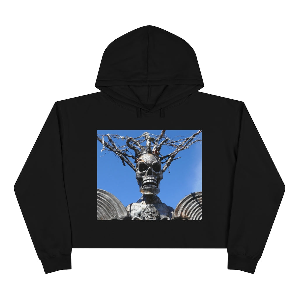 Skull Warrior Stare - Crop Hoodie - Fry1Productions
