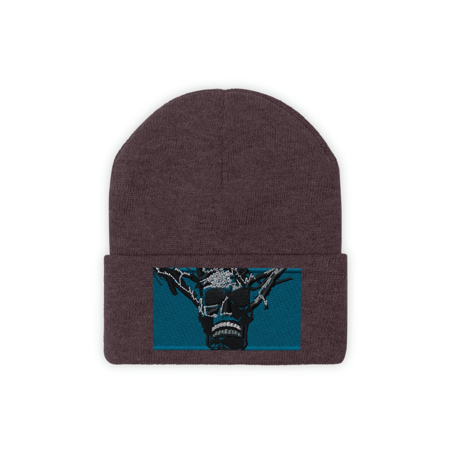 Skull Warrior Stare (color) - Unisex Knit Beanie - Fry1Productions