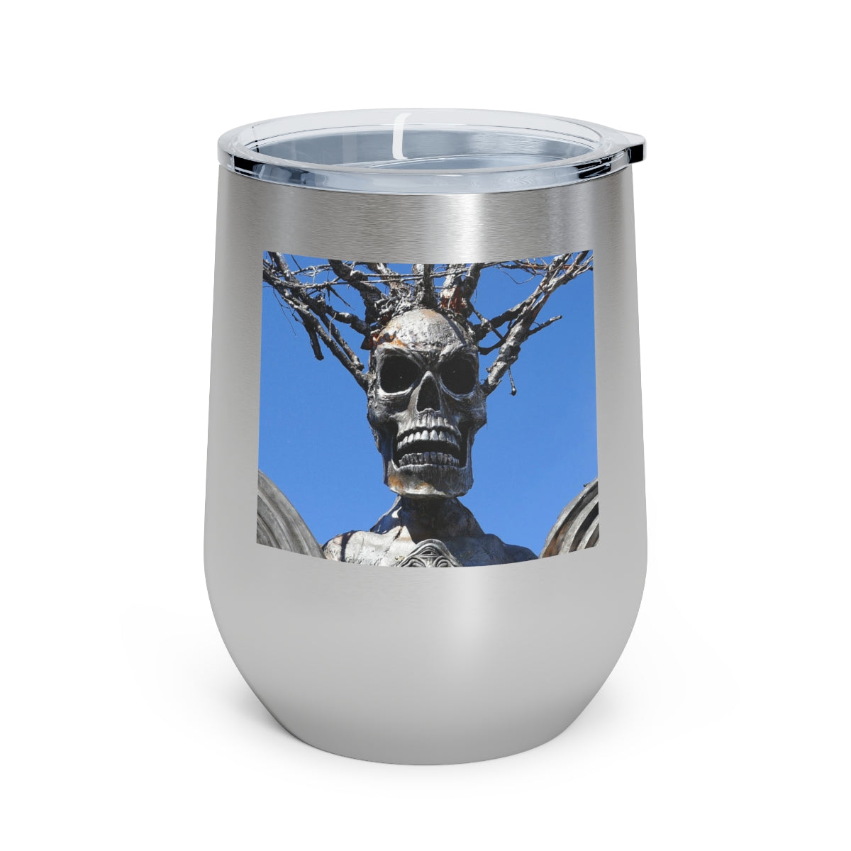 Skull Warrior Stare - 12 oz Insulated Wine Tumbler - Fry1Productions