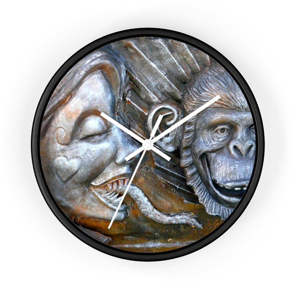 "Snakily Speaking" - 10" Wooden Frame Wall Clock - Fry1Productions