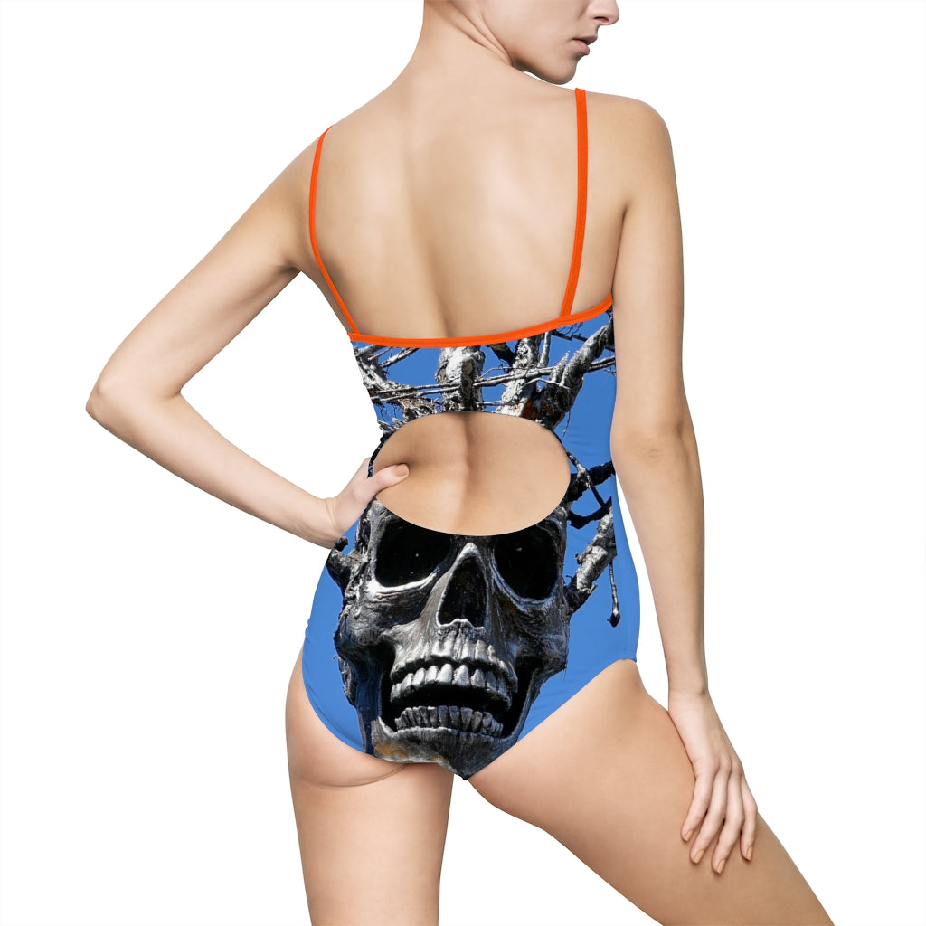 "Skull Warrior Stare" - Women's One-Piece Swimsuit - Fry1Productions