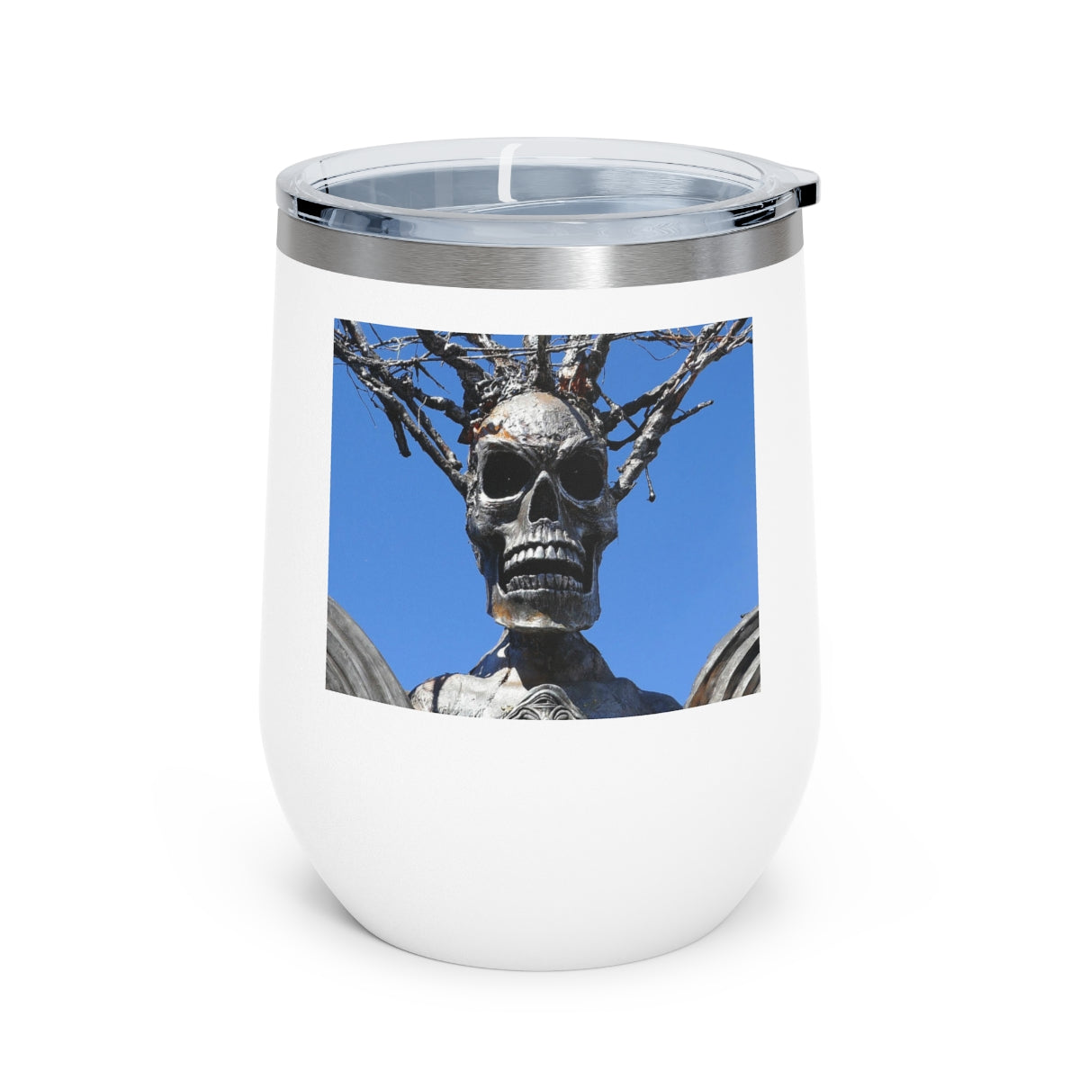 Skull Warrior Stare - 12 oz Insulated Wine Tumbler - Fry1Productions