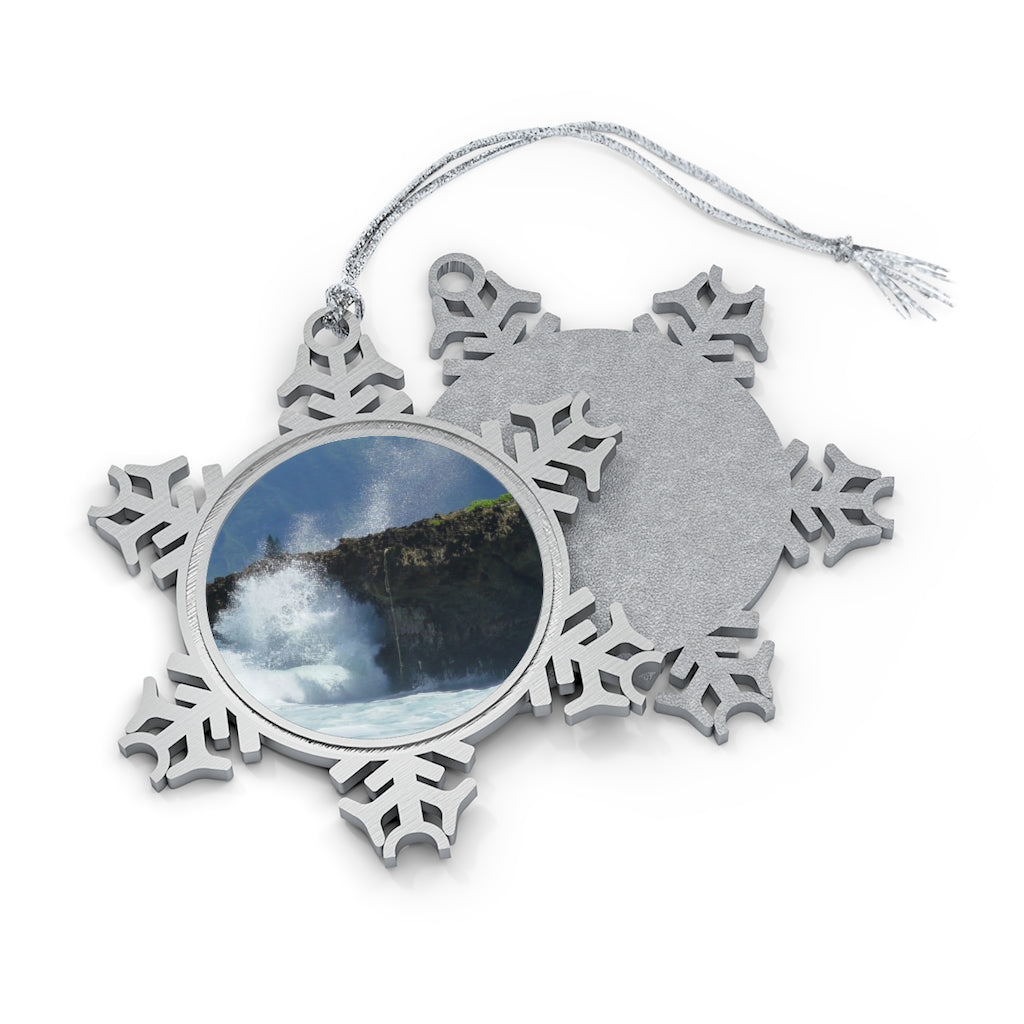 Rockin Surfer's Rope - Pewter Snowflake Ornament - Fry1Productions
