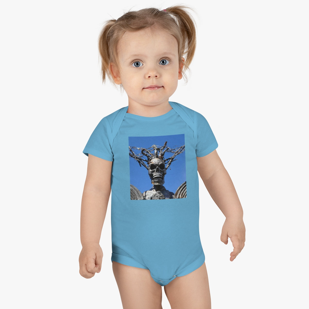 Skull Warrior Stare - Baby Short Sleeve Onesie - Fry1Productions