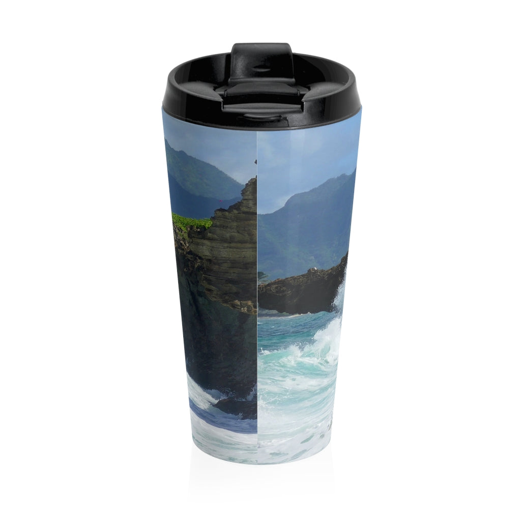 "Rockin Surfer's Rope" - Stainless Steel Travel Mug 15 oz - Fry1Productions