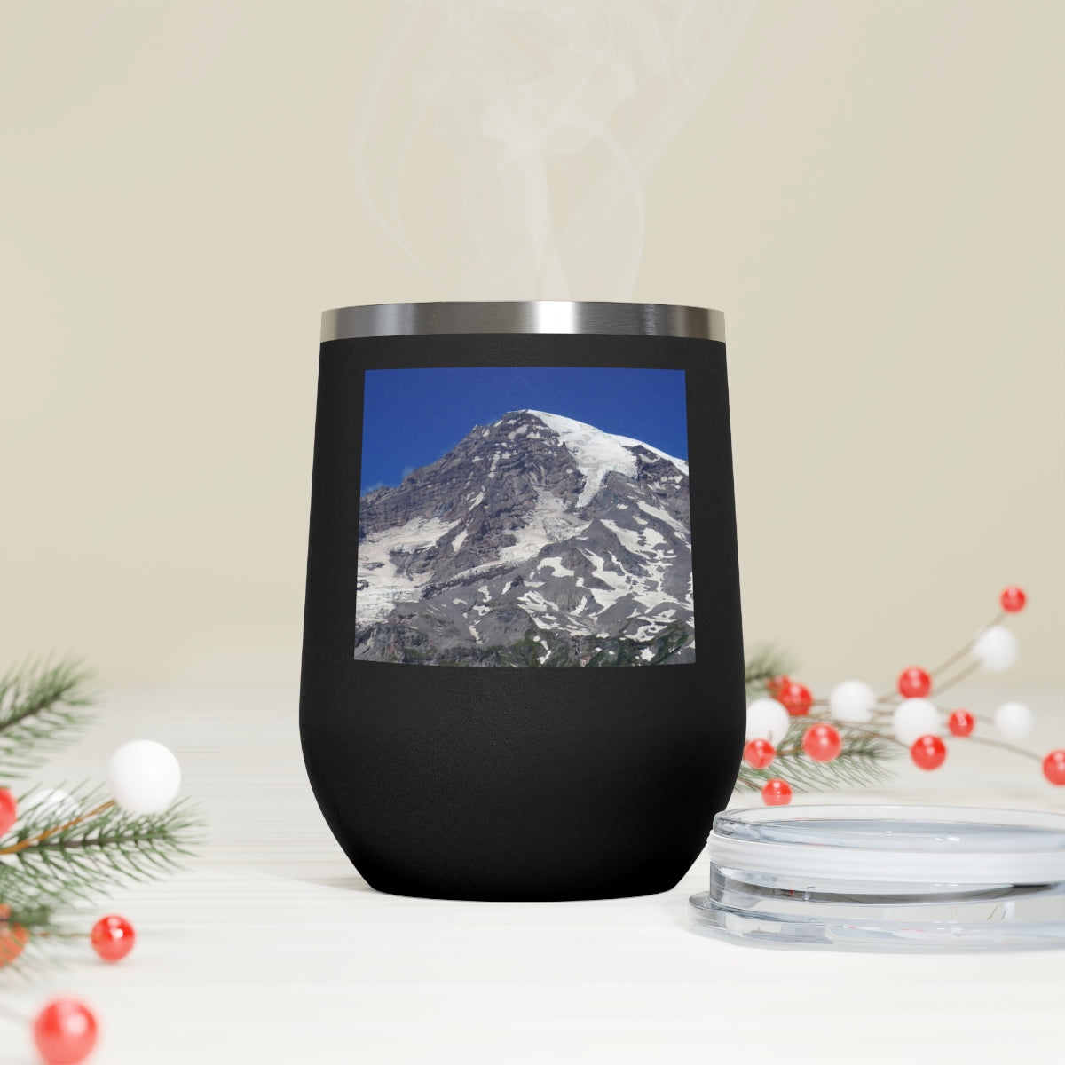 Majestic Mt. Rainier - 12 oz Insulated Wine Tumbler - Fry1Productions