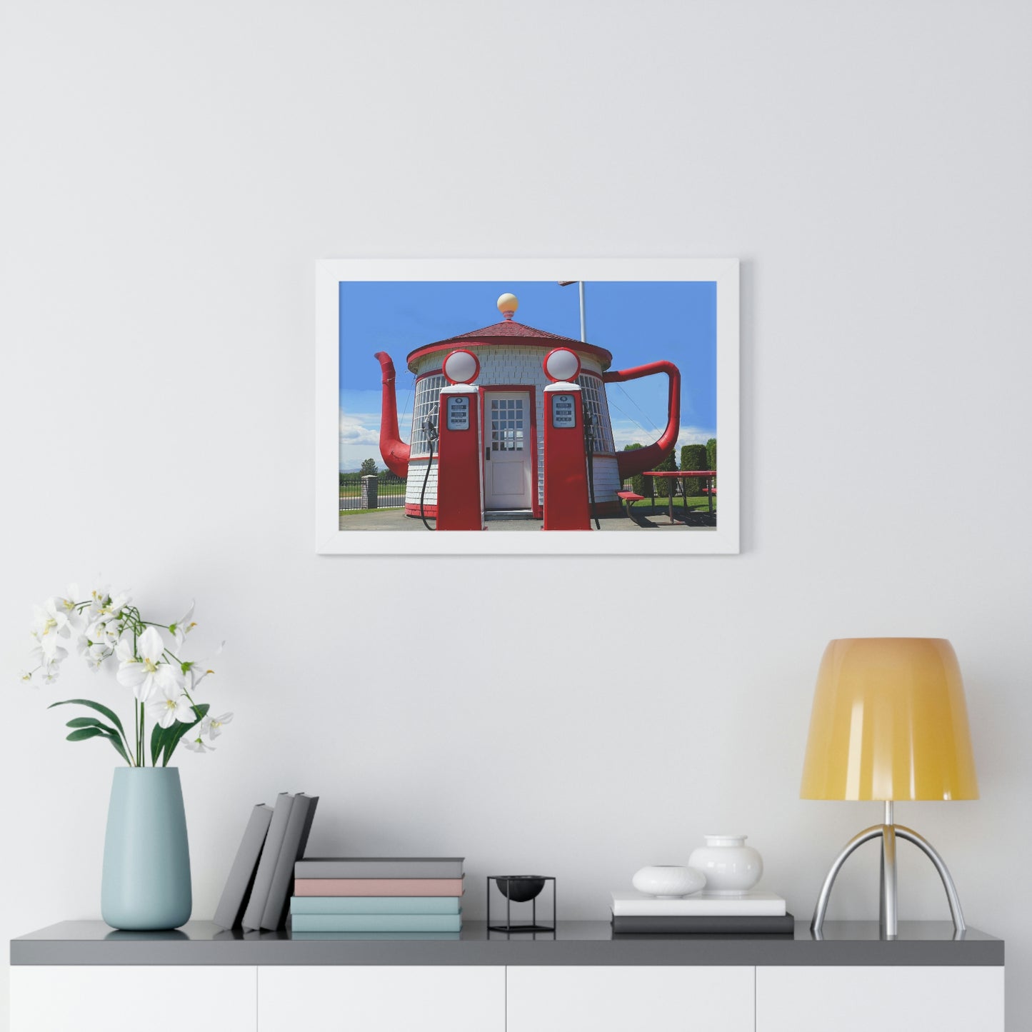 Awesome Teapot Dome Service Station - Framed Horizontal Poster - Fry1Productions