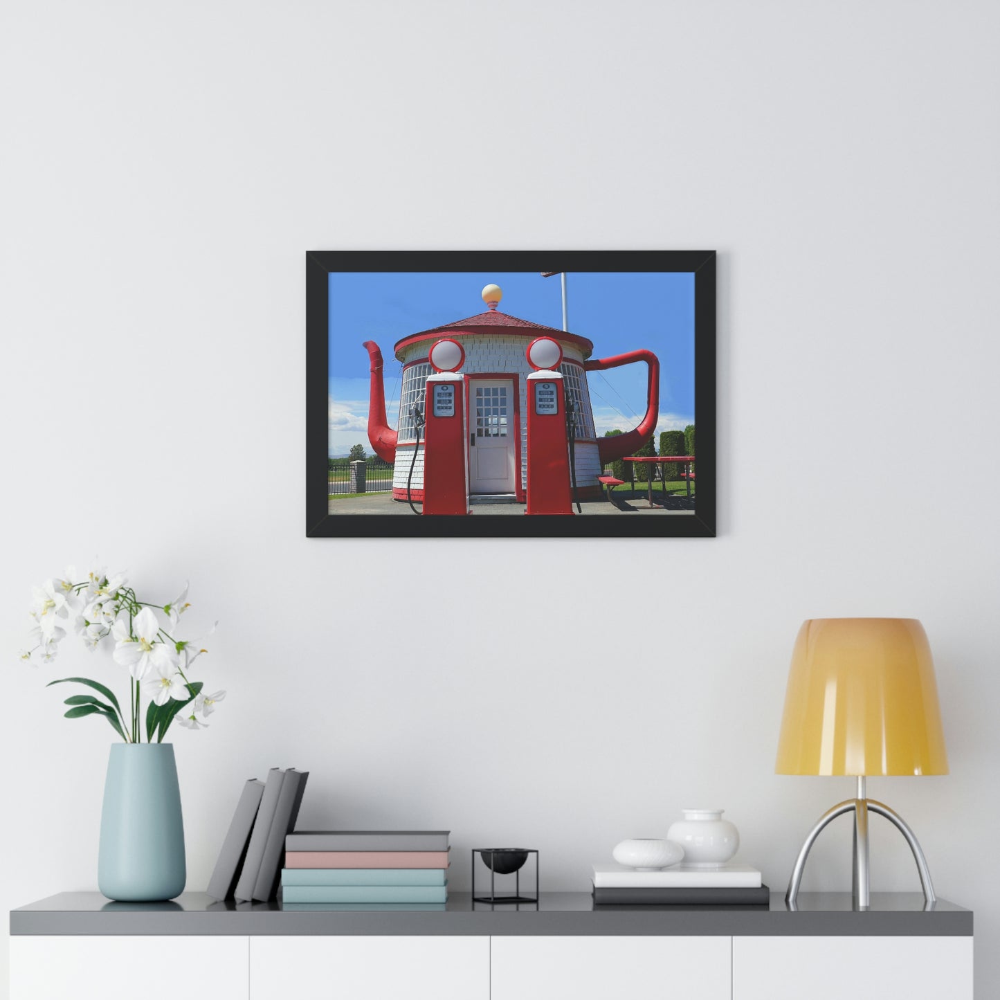 Awesome Teapot Dome Service Station - Framed Horizontal Poster - Fry1Productions