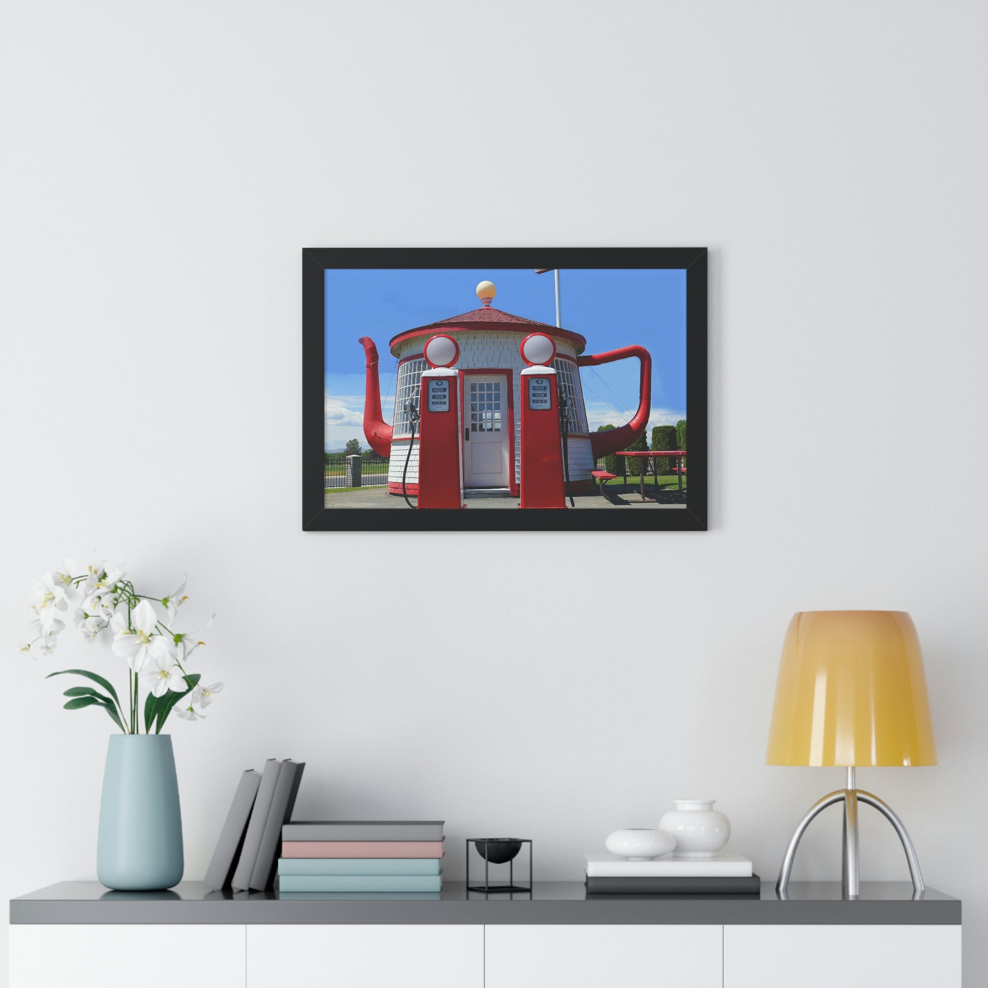 Awesome Teapot Dome Service Station - Framed Horizontal Poster - Fry1Productions