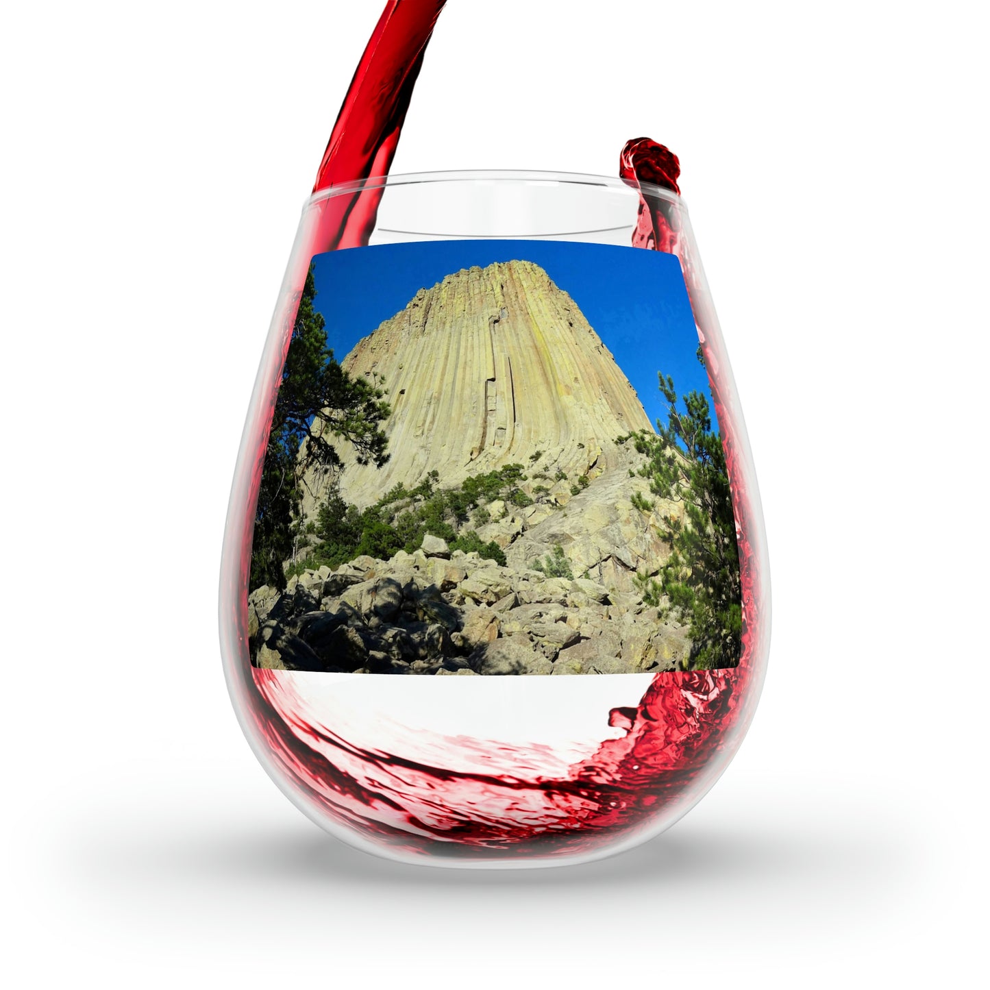 Reaching Heaven - Stemless Wine Glass, 11.75 oz - Fry1Productions