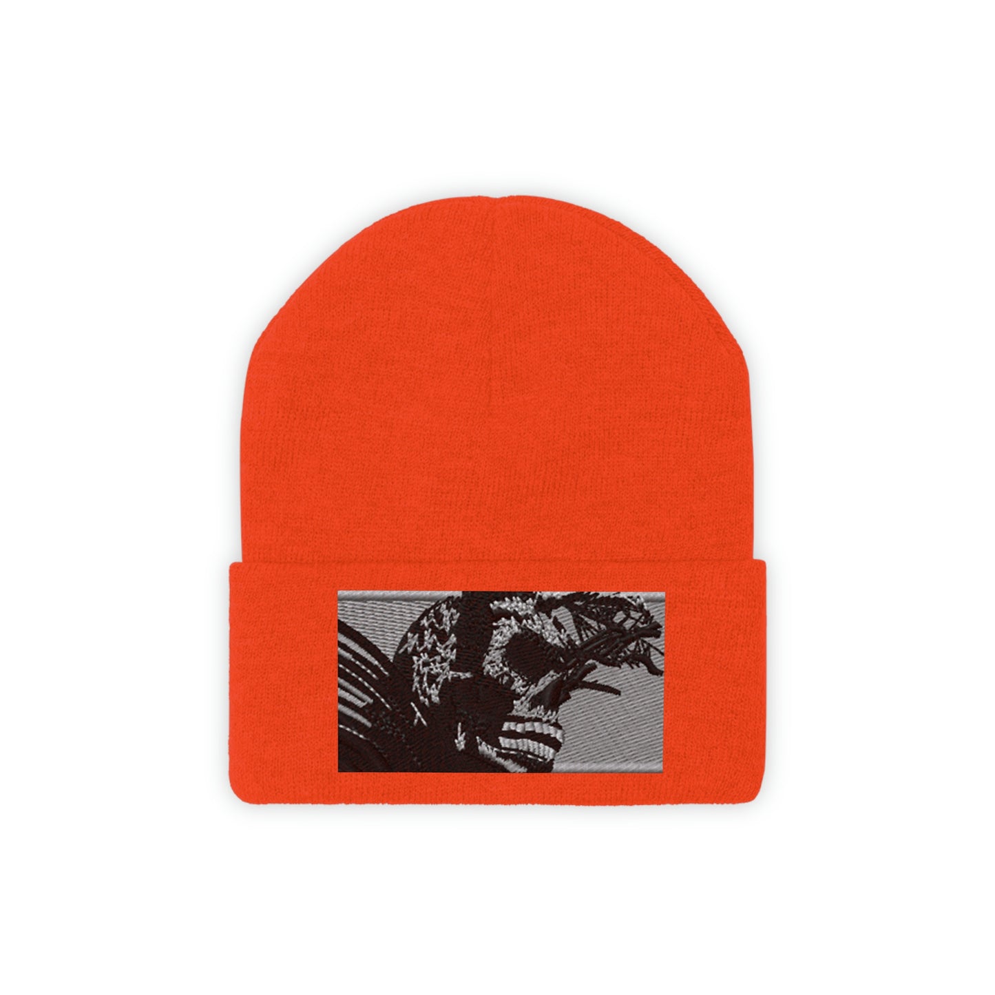 Skull Warrior (b&w) - Unisex Knit Beanie - Fry1Productions