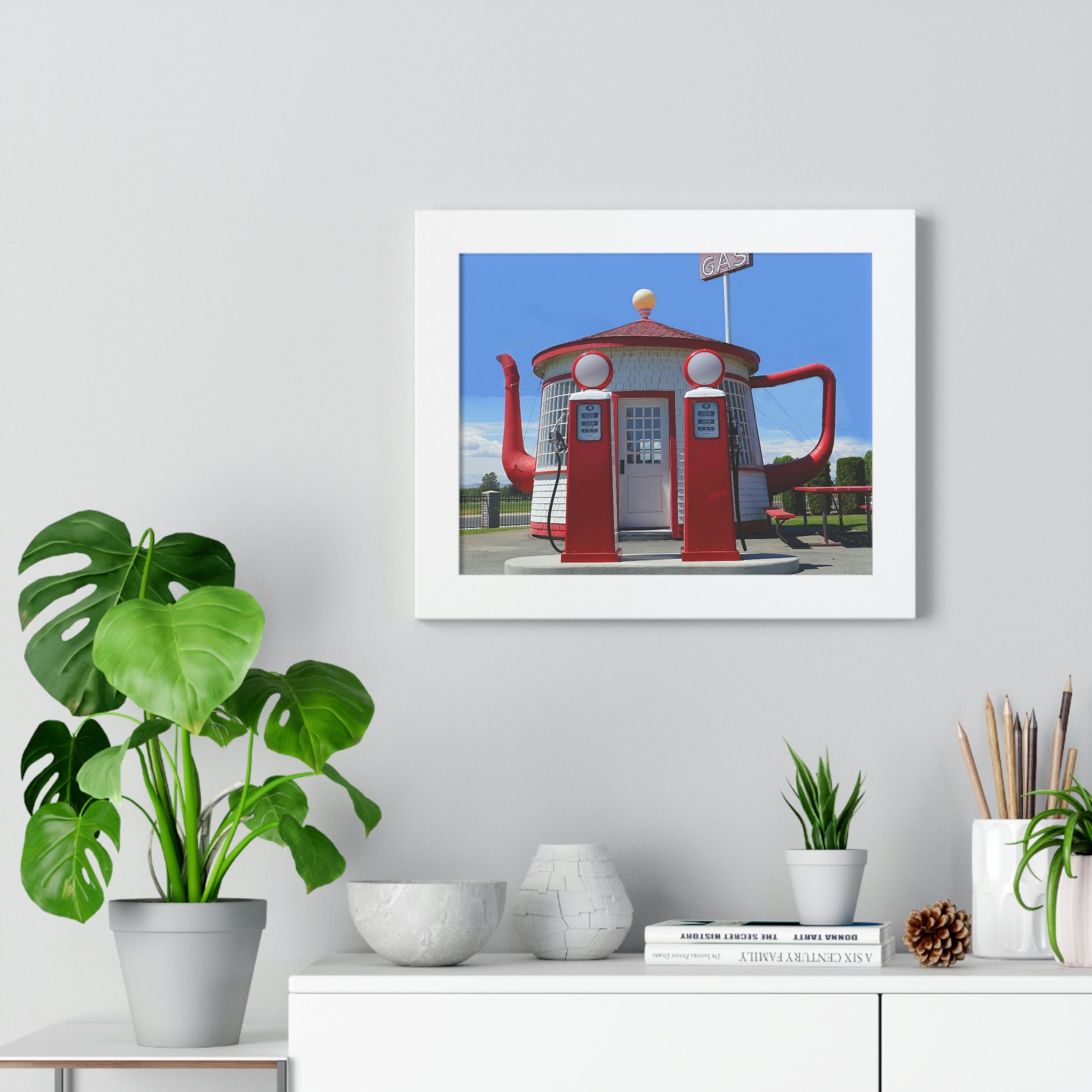 Awesome Teapot Dome Service Station - Framed Horizontal Poster - Fry1Productions