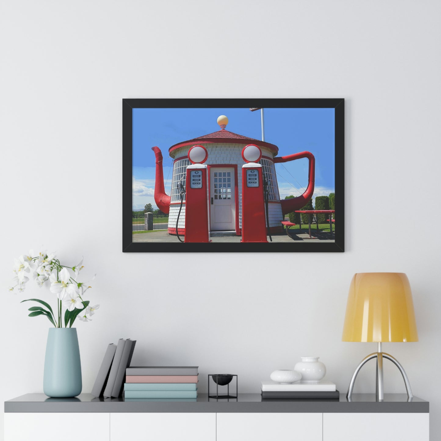 Awesome Teapot Dome Service Station - Framed Horizontal Poster - Fry1Productions