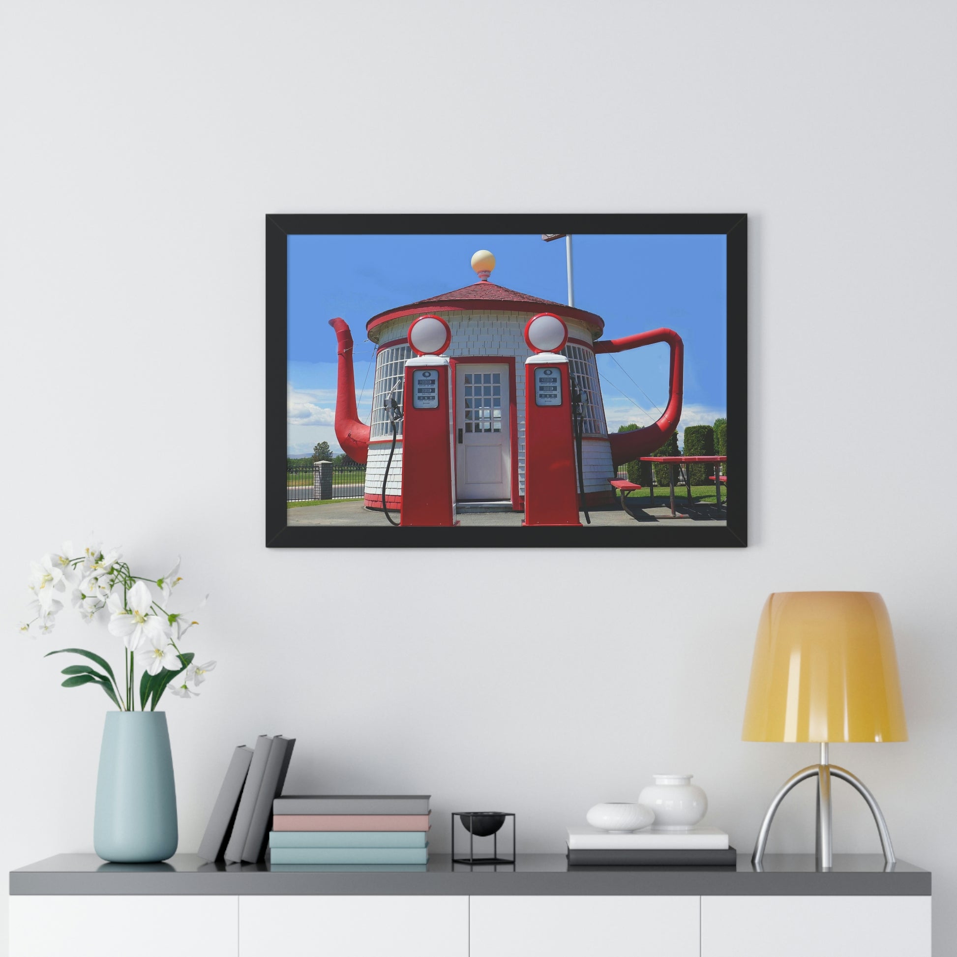 Awesome Teapot Dome Service Station - Framed Horizontal Poster - Fry1Productions