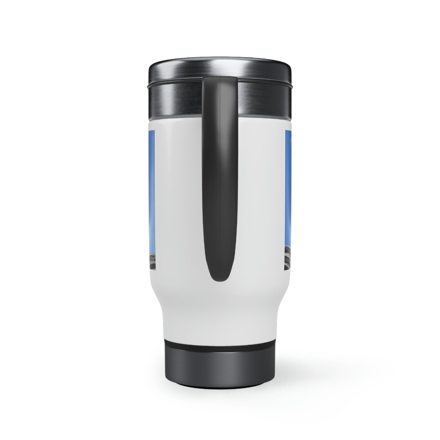 Skull Warrior Stare - Stainless Steel Travel Mug with Handle, 14oz - Fry1Productions