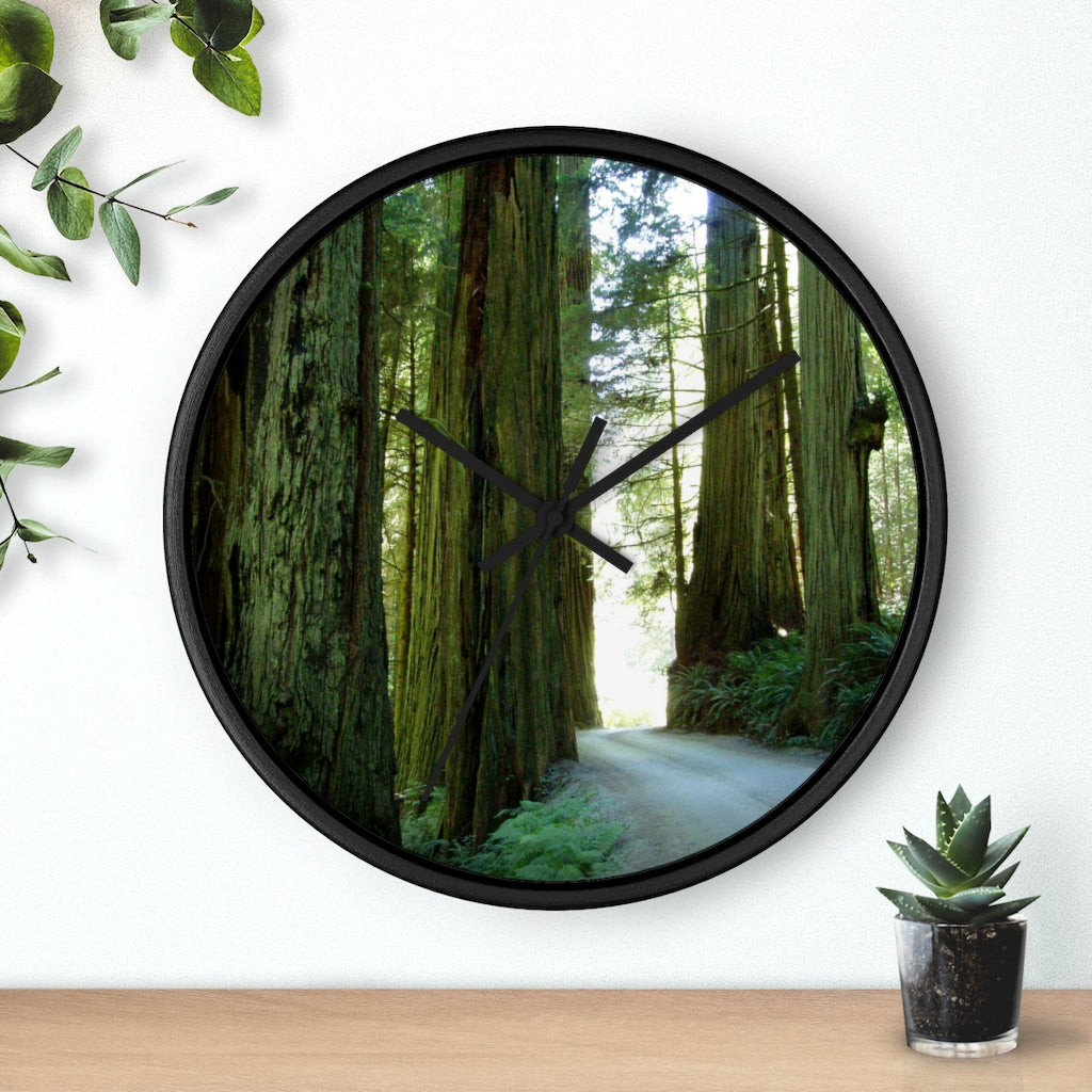 "Wandering Ferns and Giants" - 10" Wooden Frame Wall Clock - Fry1Productions