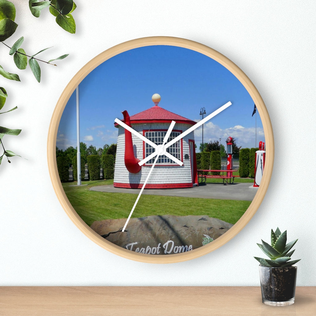 "Teapot Dome Memorial Park" - 10" Wooden Frame Wall Clock - Fry1Productions