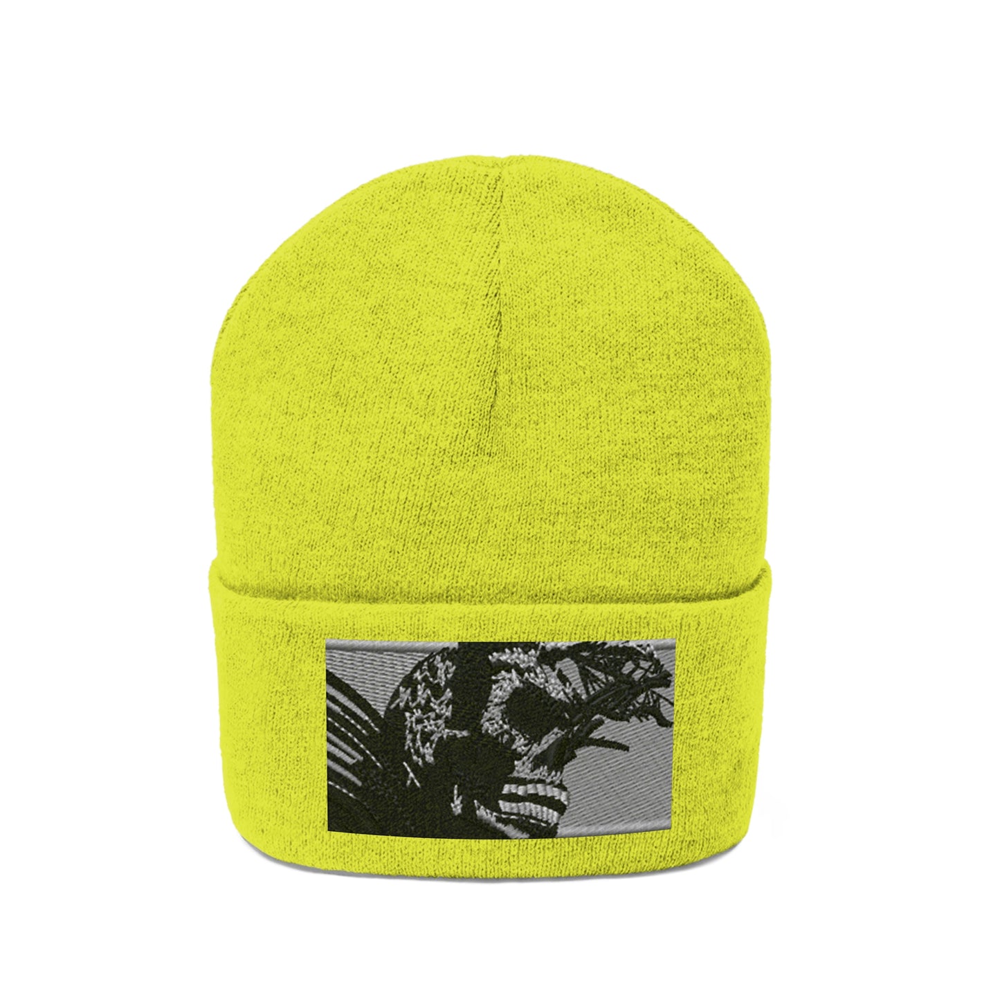 Skull Warrior (b&w) - Unisex Knit Beanie - Fry1Productions