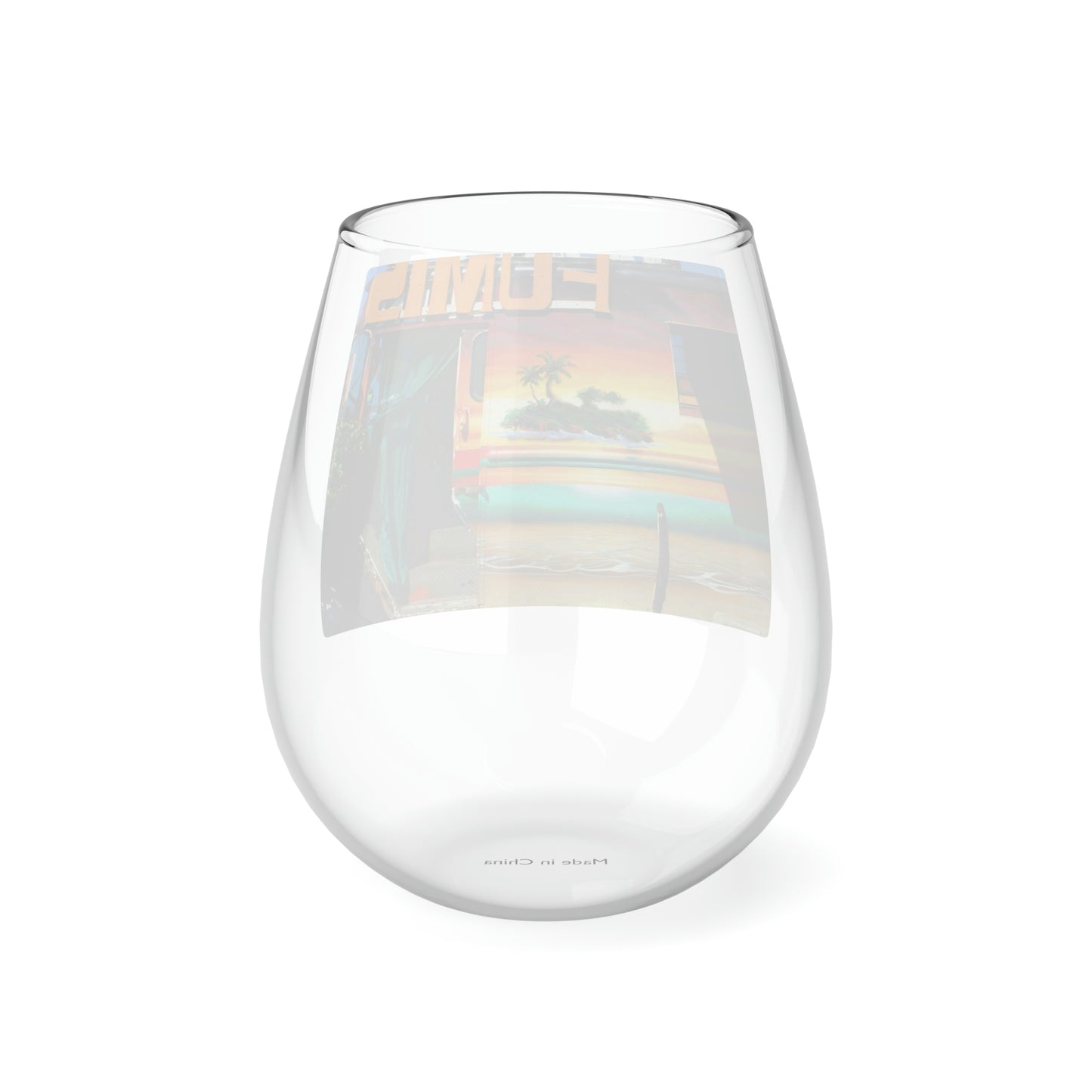 Island Love - Stemless Wine Glass, 11.75 oz - Fry1Productions