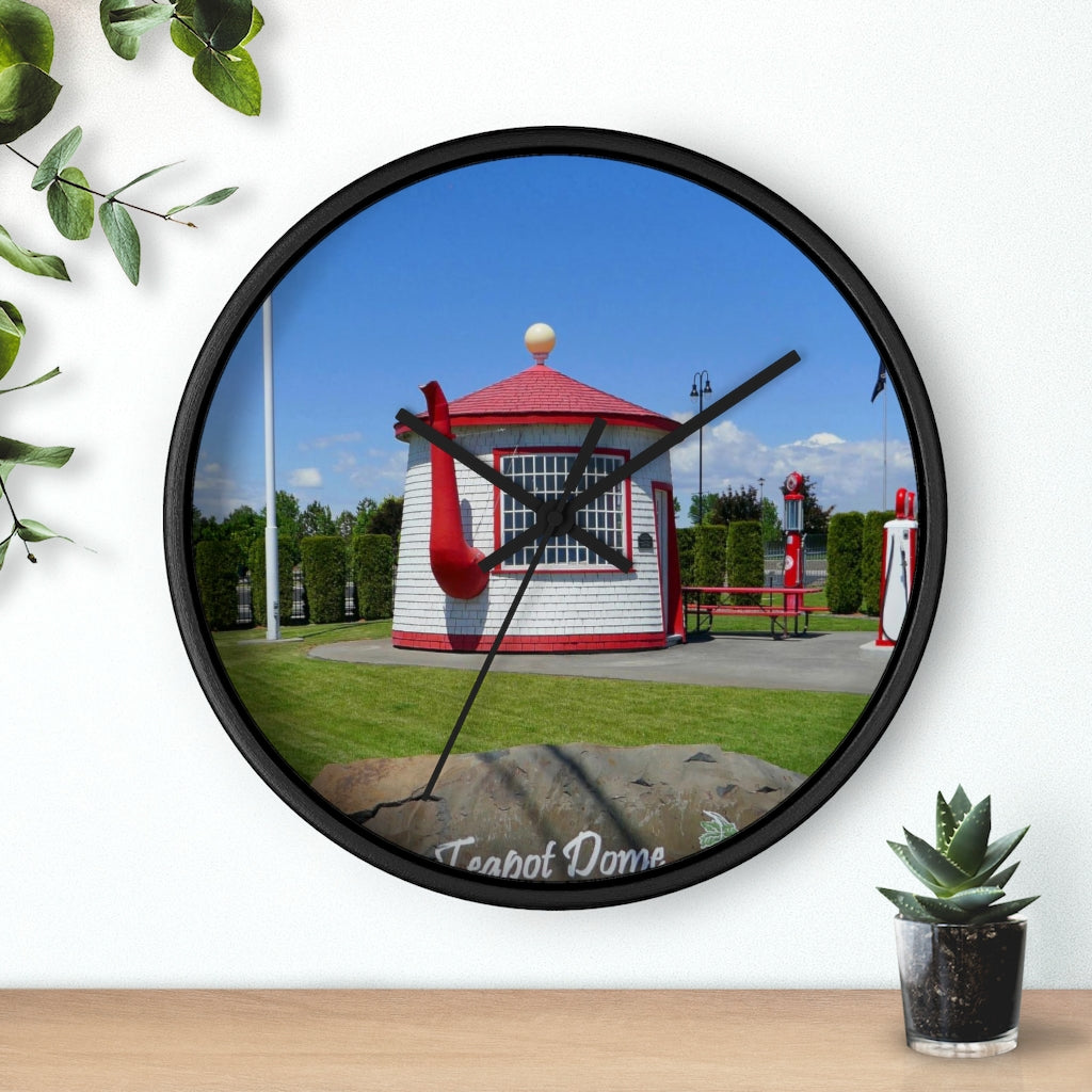 "Teapot Dome Memorial Park" - 10" Wooden Frame Wall Clock - Fry1Productions