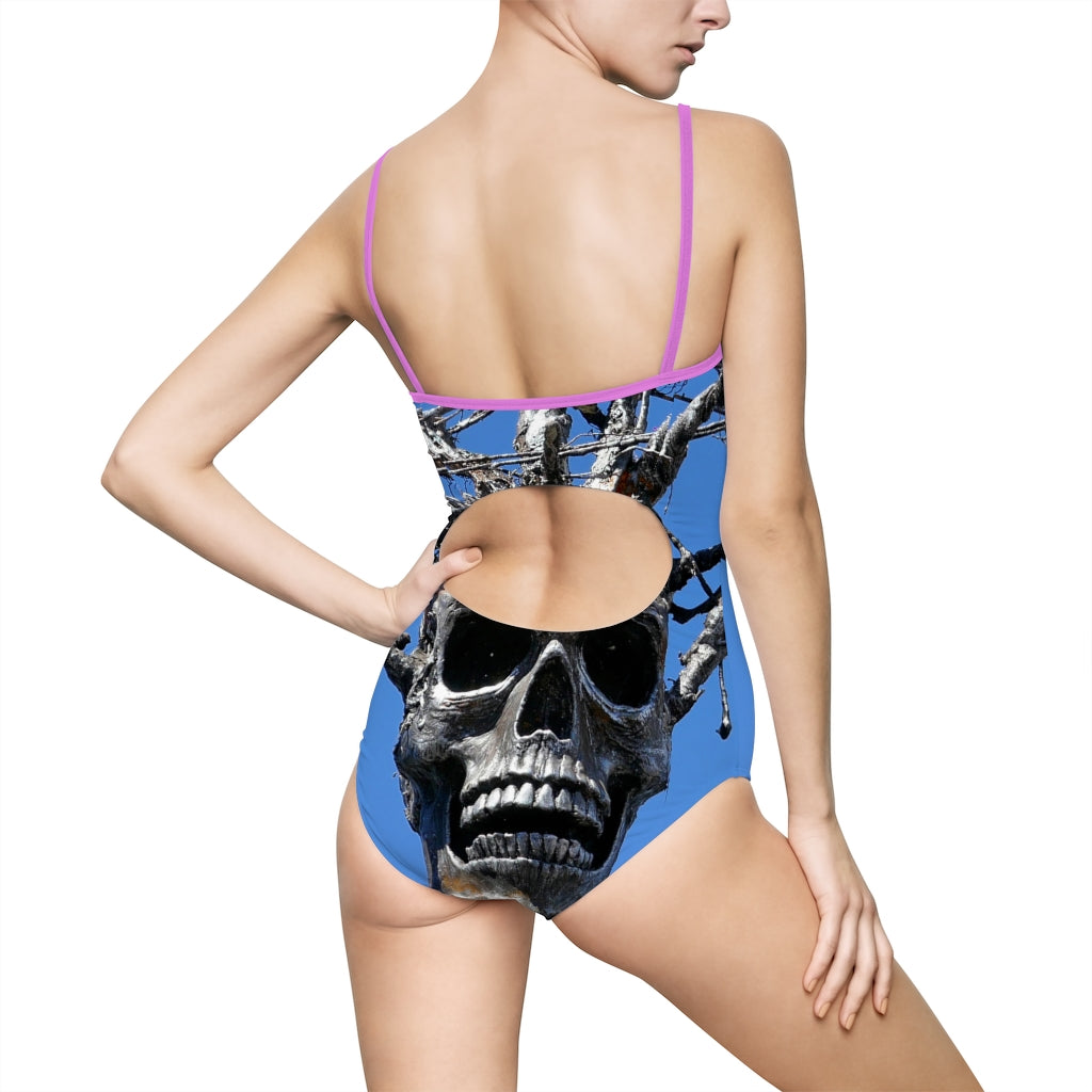 "Skull Warrior Stare" - Women's One-Piece Swimsuit - Fry1Productions