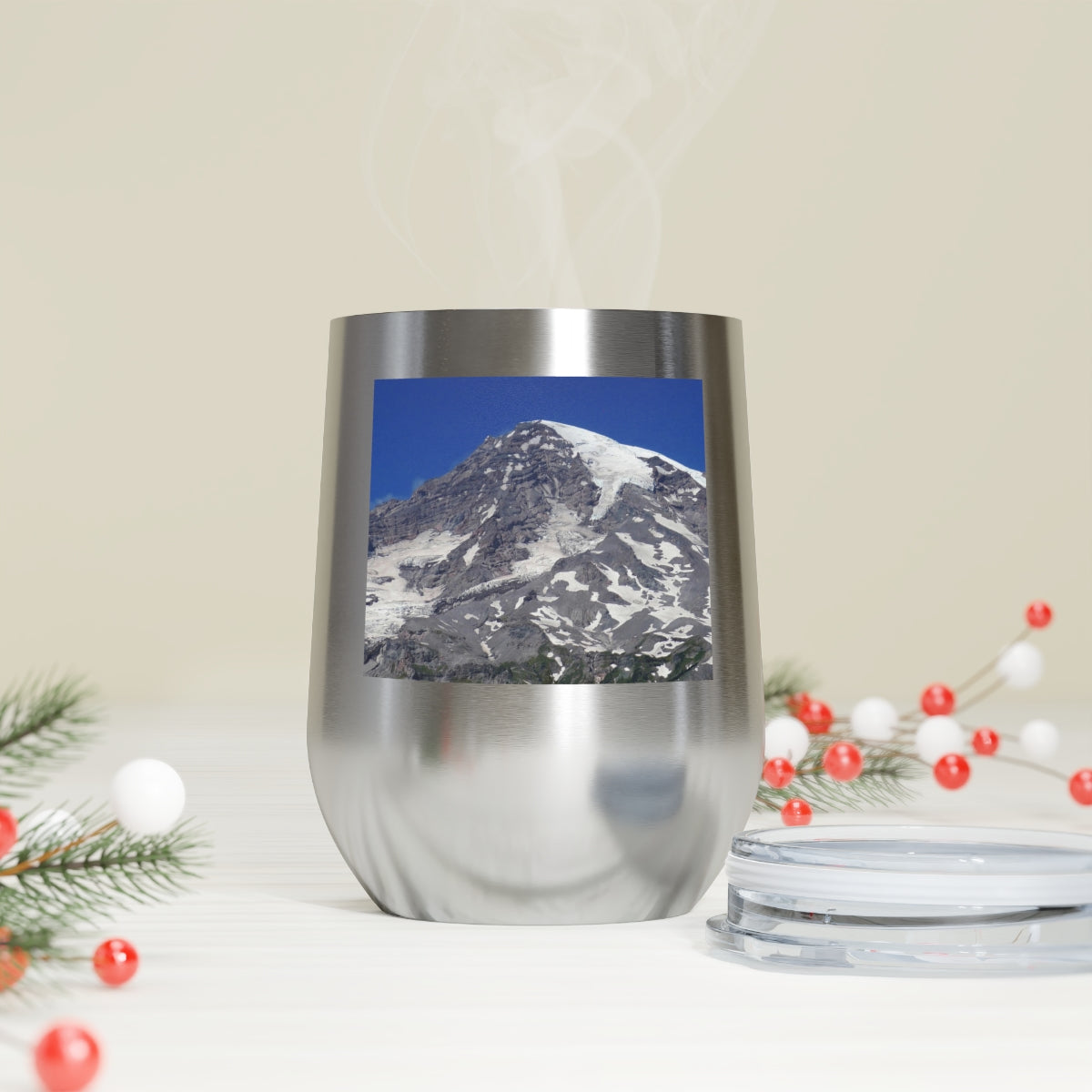 Majestic Mt. Rainier - 12 oz Insulated Wine Tumbler - Fry1Productions