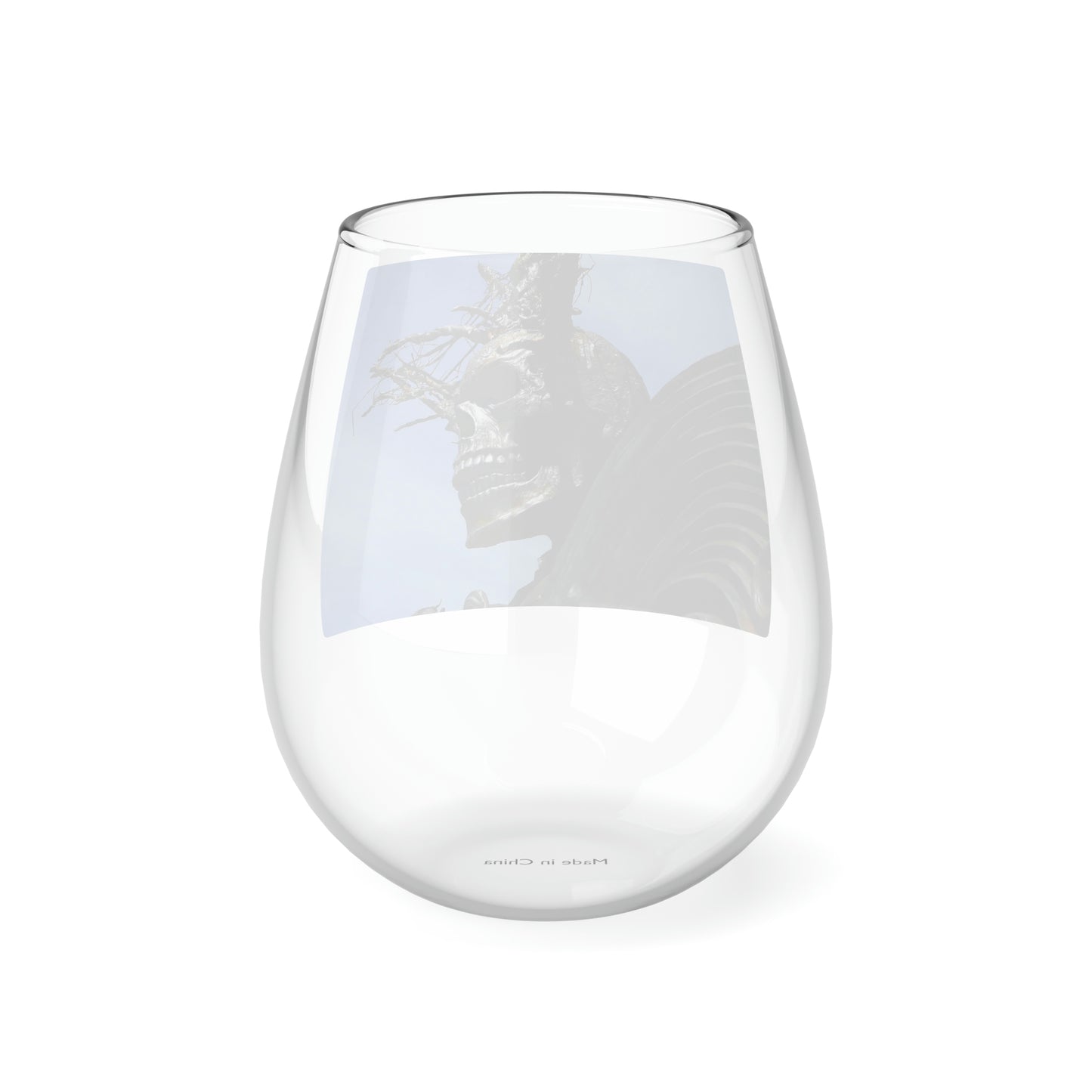 Skull Warrior - Stemless Wine Glass, 11.75 oz - Fry1Productions