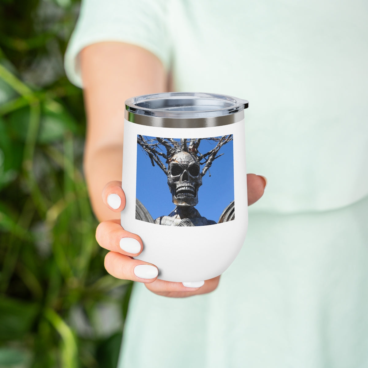 Skull Warrior Stare - 12 oz Insulated Wine Tumbler - Fry1Productions