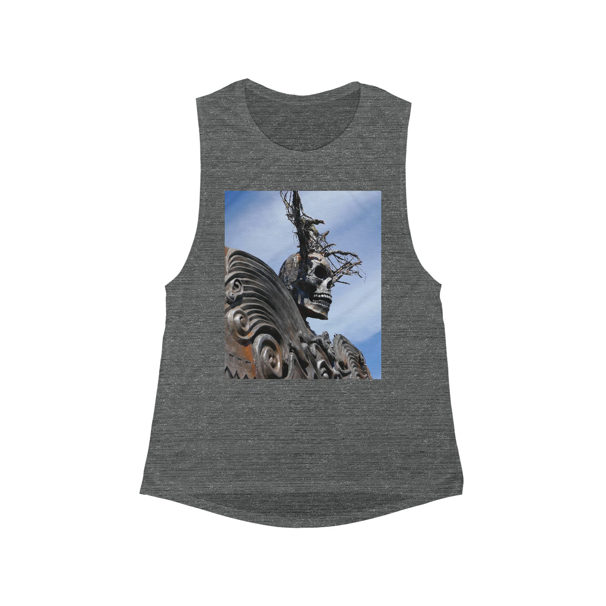 Skull Warrior - Women's Flowy Scoop Muscle Tank - Fry1Productions
