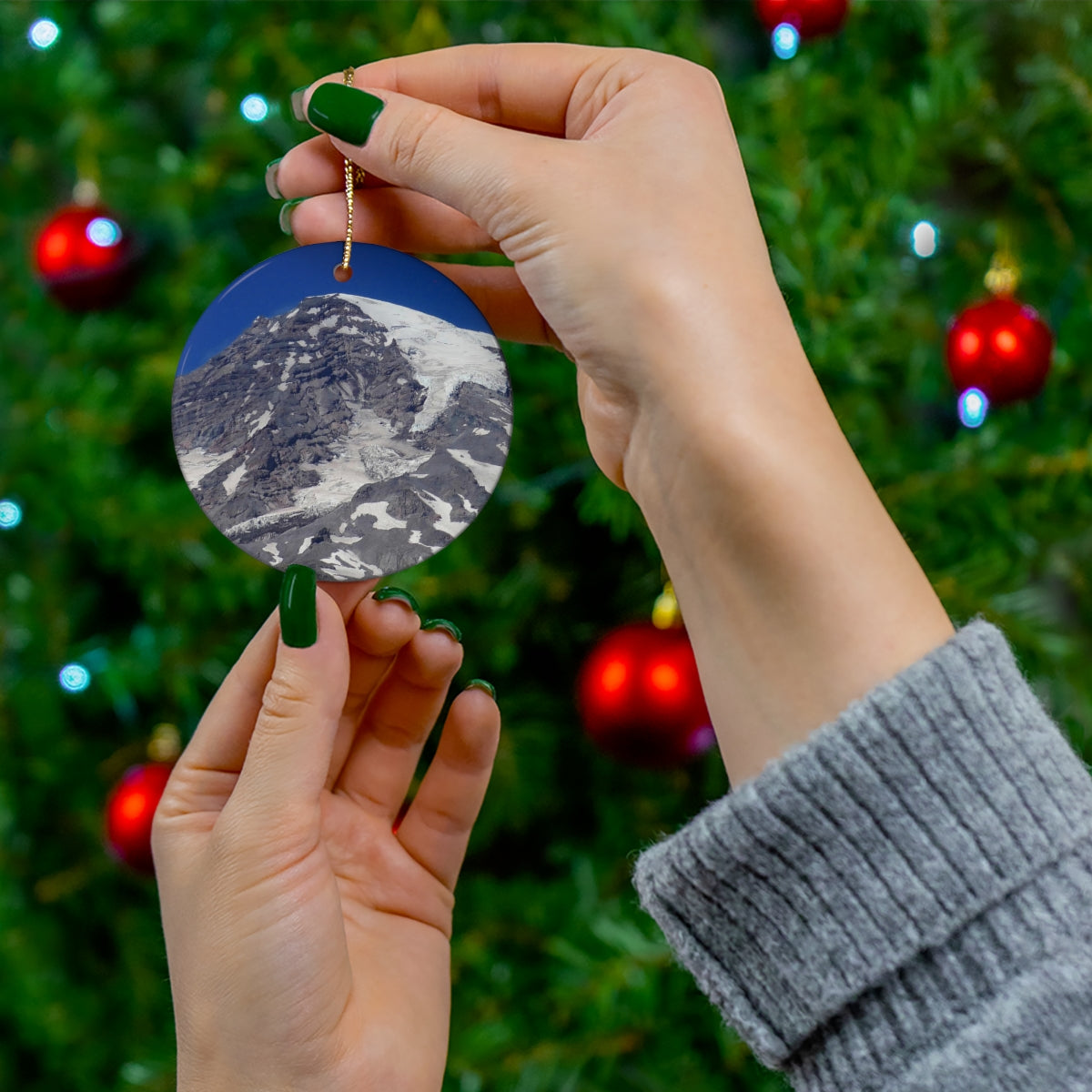 Majestic Mt. Rainier - Ceramic Ornaments - Fry1Productions