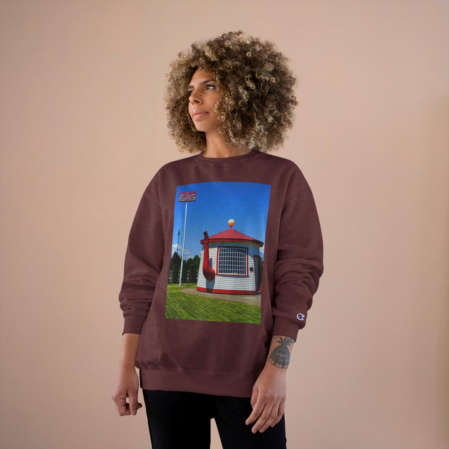 Historic Teapot Dome Service Station - Champion Sweatshirt - Fry1Productions