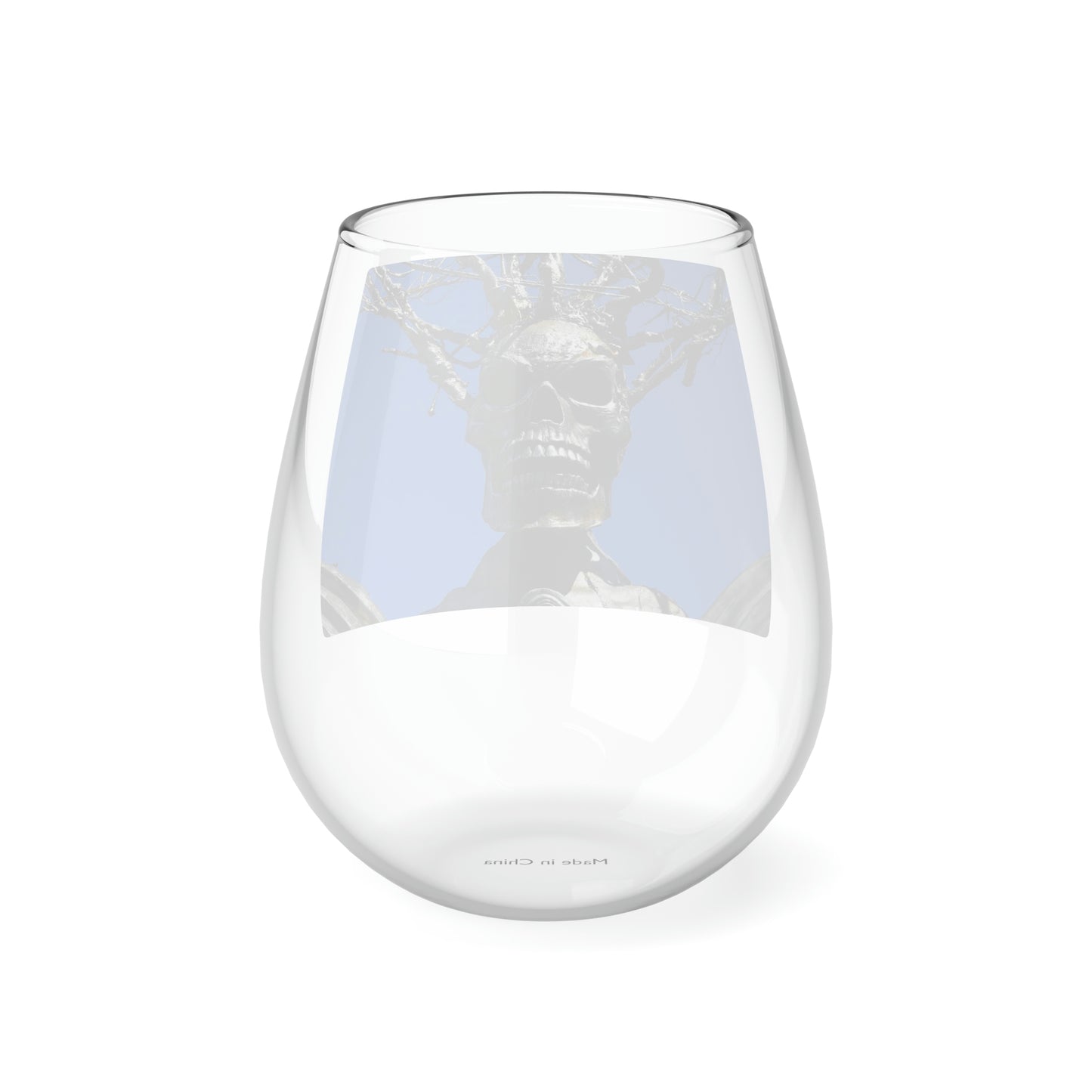 Skull Warrior Stare - Stemless Wine Glass, 11.75 oz - Fry1Productions