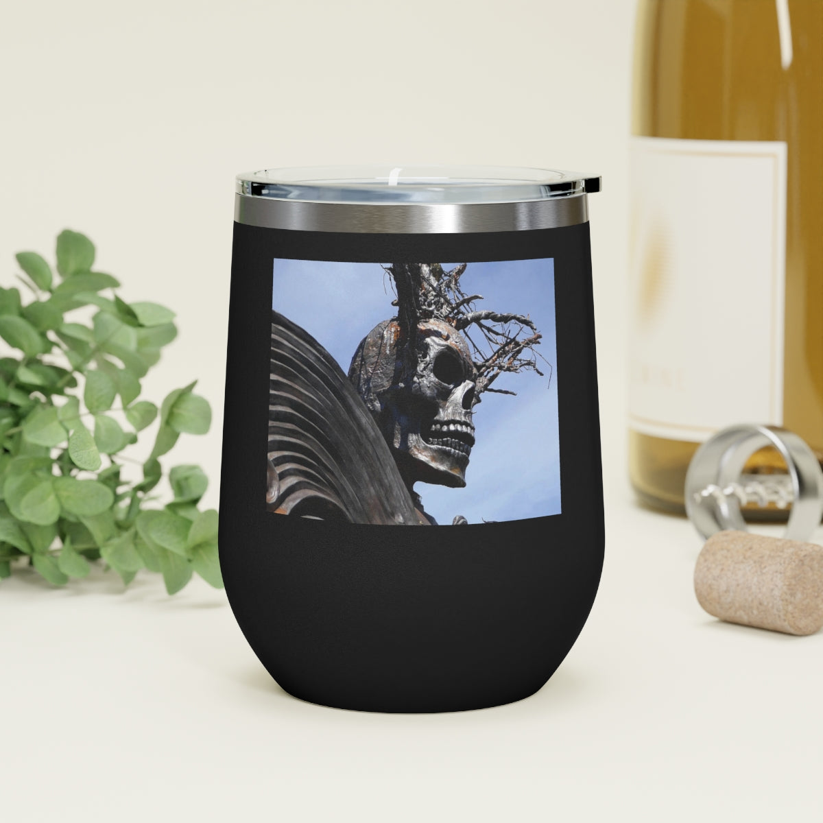 Skull Warrior - 12 oz Insulated Wine Tumbler - Fry1Productions