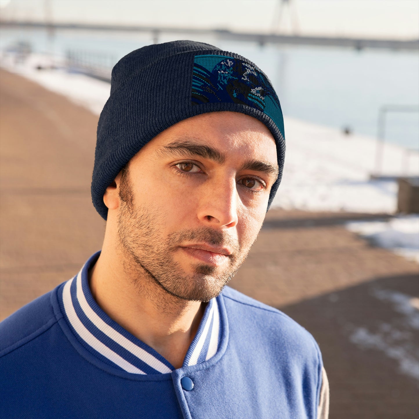 Skull Warrior (color) - Unisex Knit Beanie - Fry1Productions