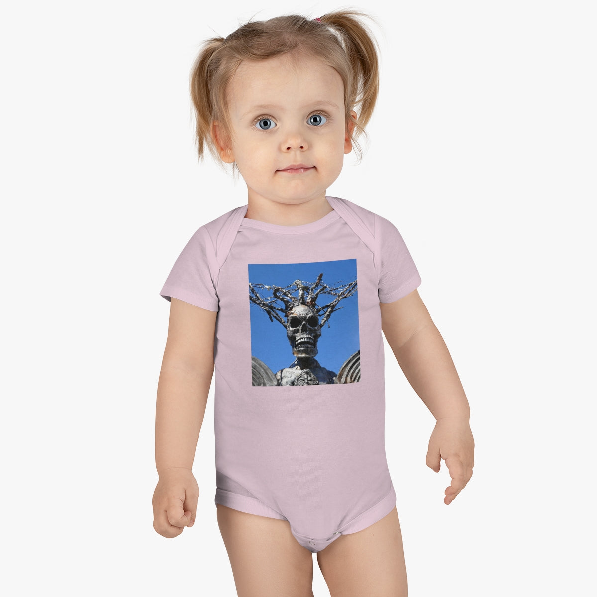 Skull Warrior Stare - Baby Short Sleeve Onesie - Fry1Productions