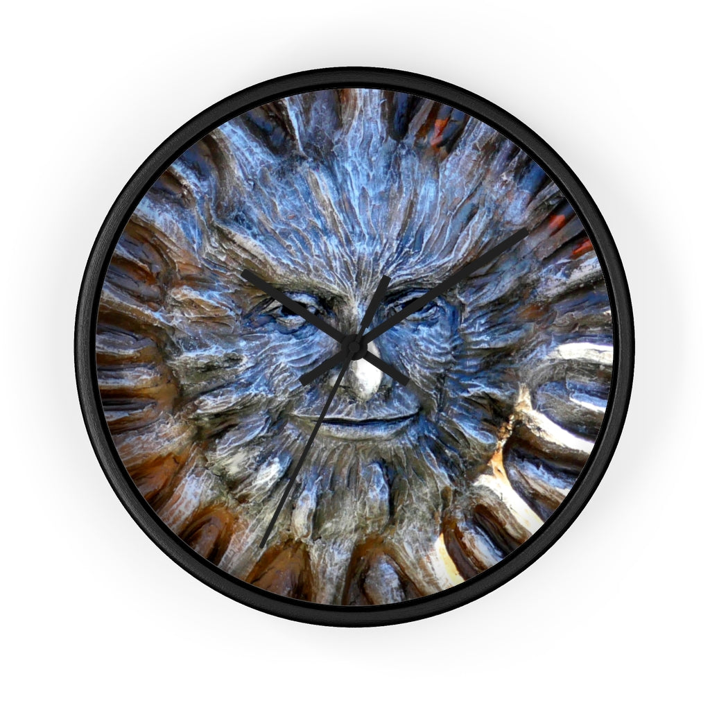 "Sun God" - 10" Wooden Frame Wall Clock - Fry1Productions
