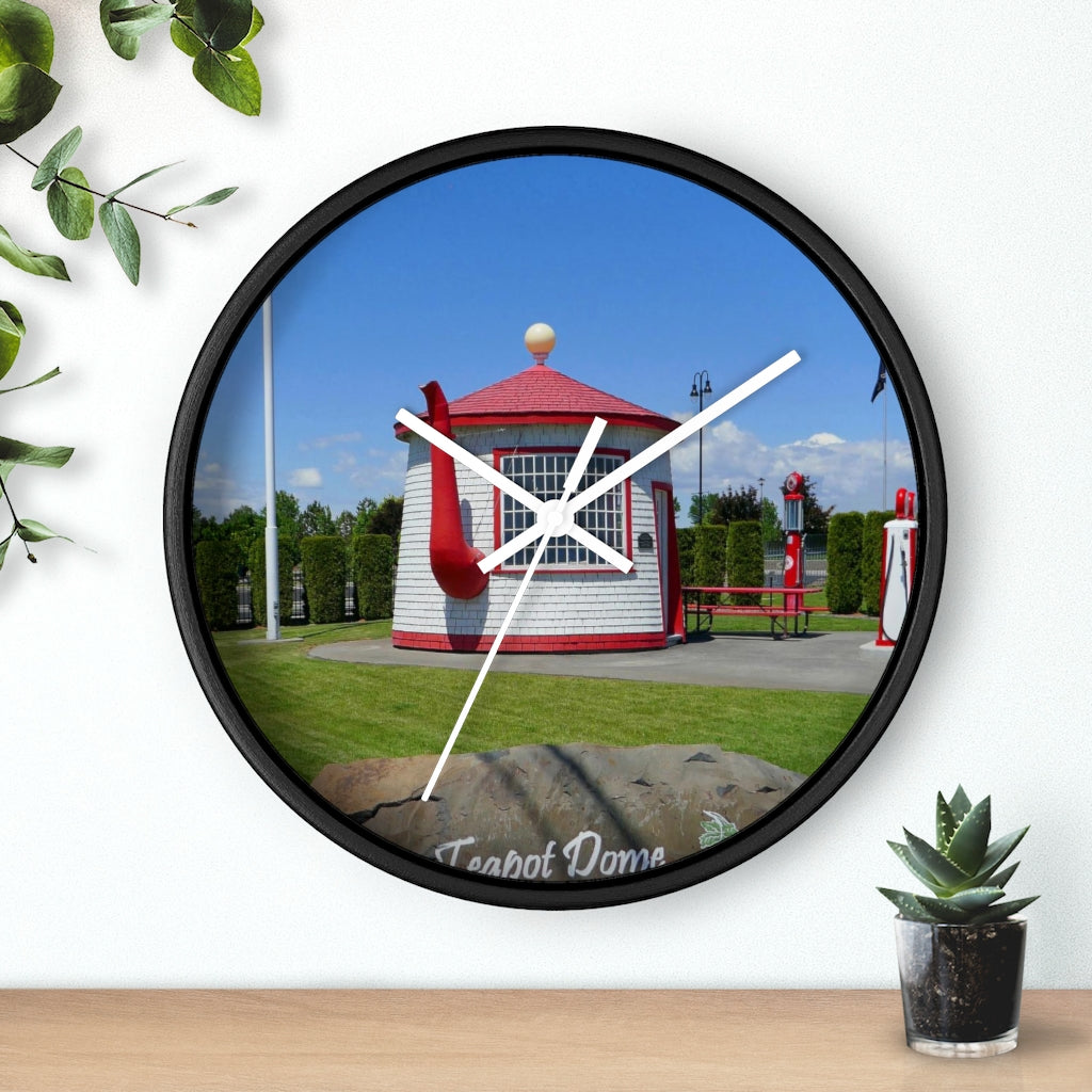 "Teapot Dome Memorial Park" - 10" Wooden Frame Wall Clock - Fry1Productions