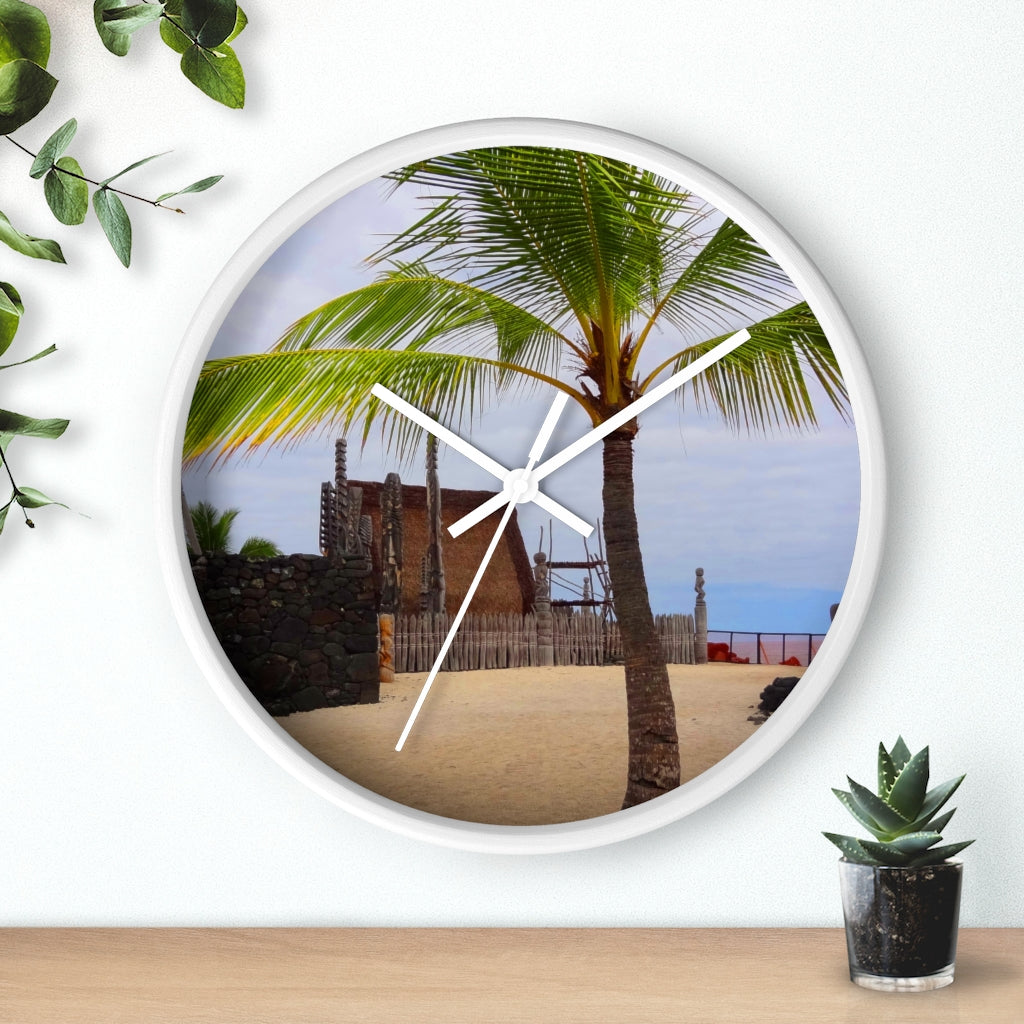 "Florescence Hale O Keawe" - 10" Wooden Frame Wall Clock - Fry1Productions