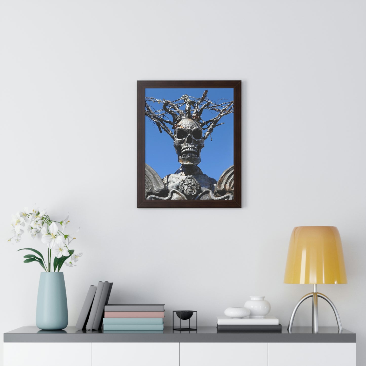 Skull Warrior Stare - Framed Vertical Poster - Fry1Productions