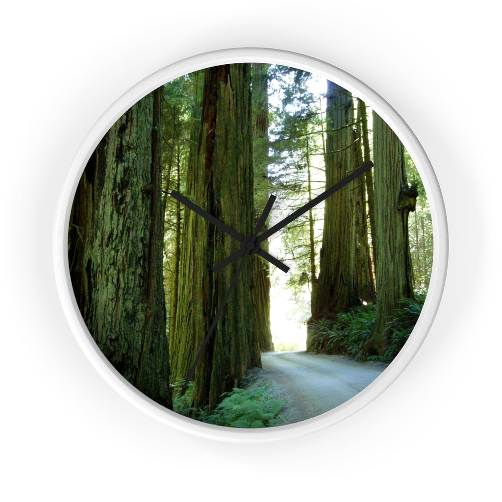 "Wandering Ferns and Giants" - 10" Wooden Frame Wall Clock - Fry1Productions