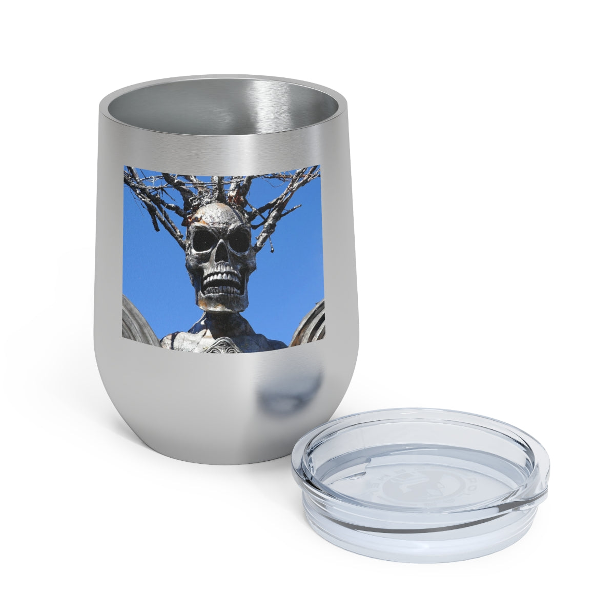 Skull Warrior Stare - 12 oz Insulated Wine Tumbler - Fry1Productions