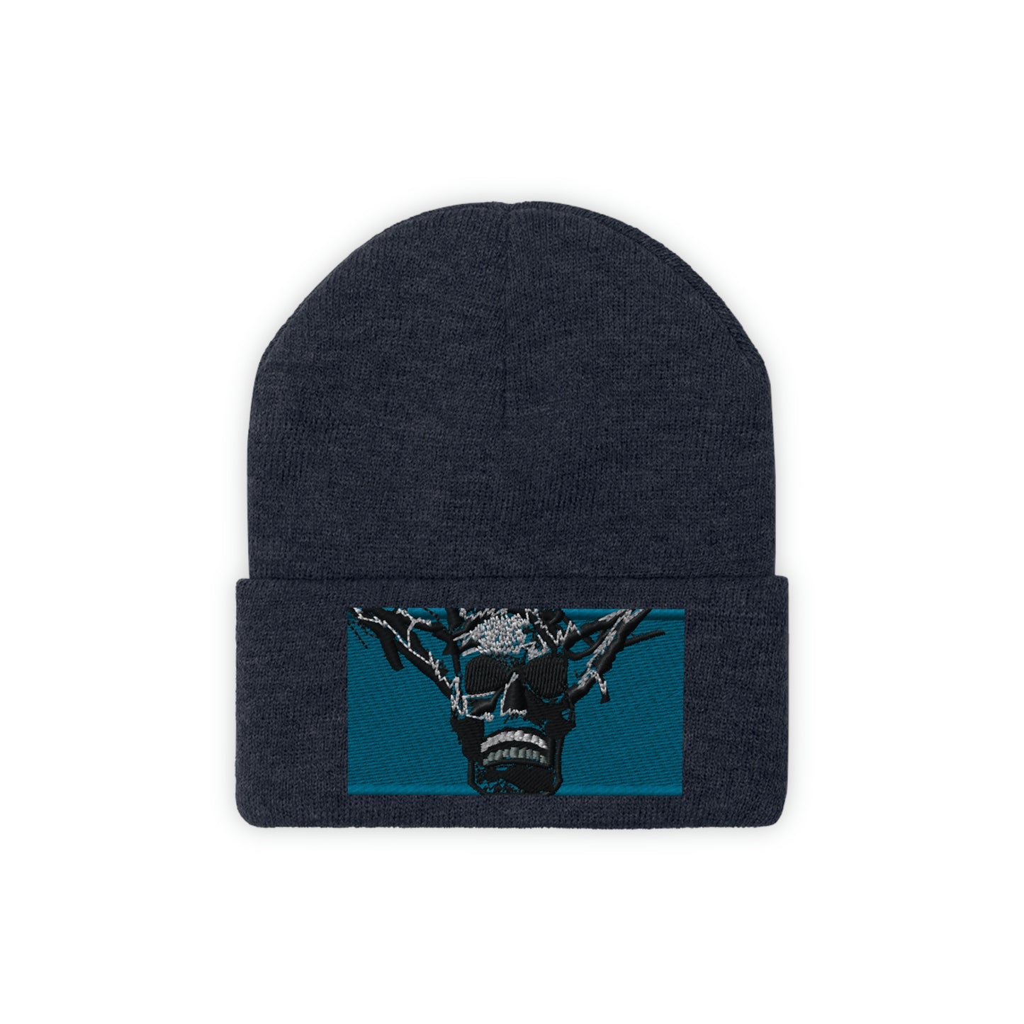 Skull Warrior Stare (color) - Unisex Knit Beanie - Fry1Productions