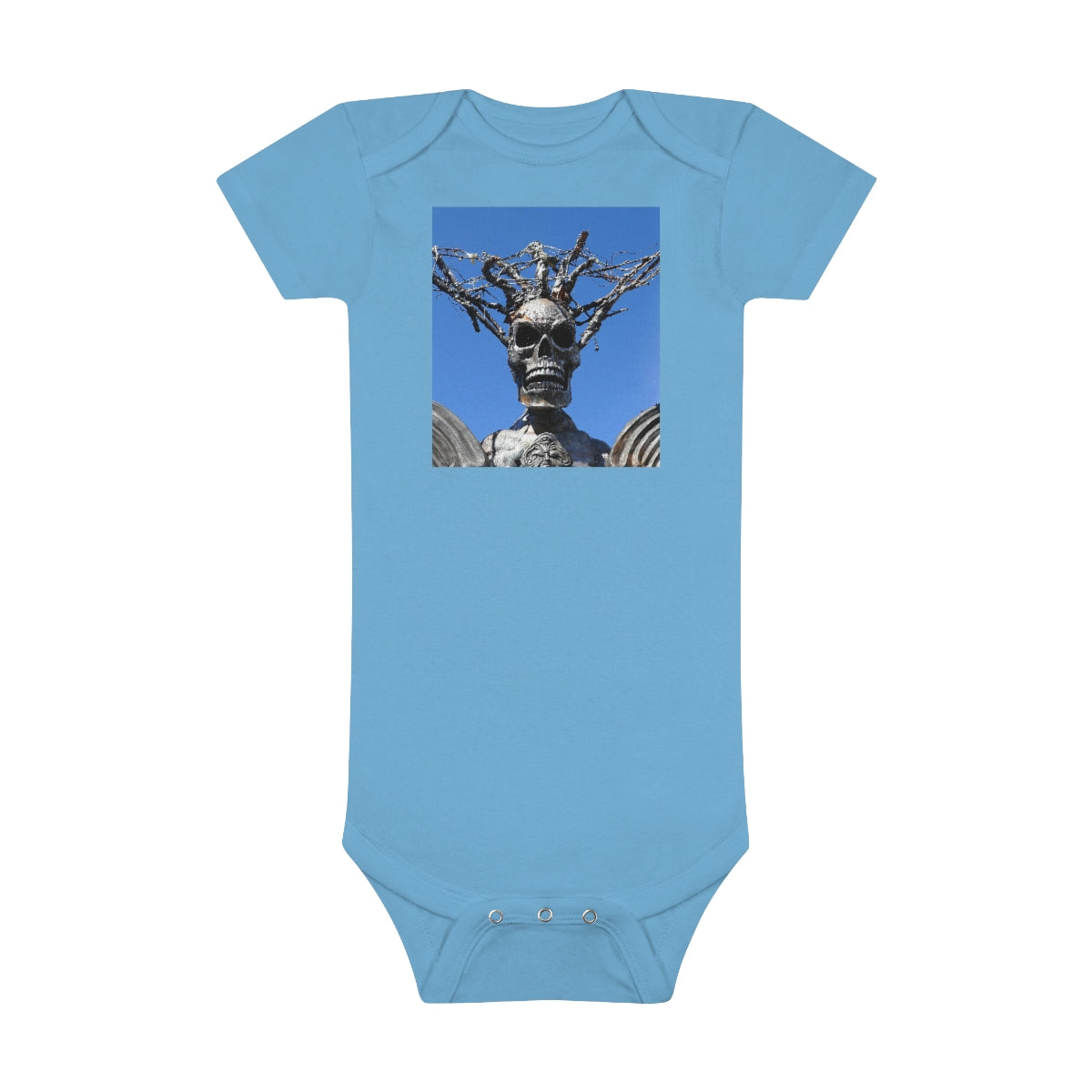 Skull Warrior Stare - Baby Short Sleeve Onesie - Fry1Productions