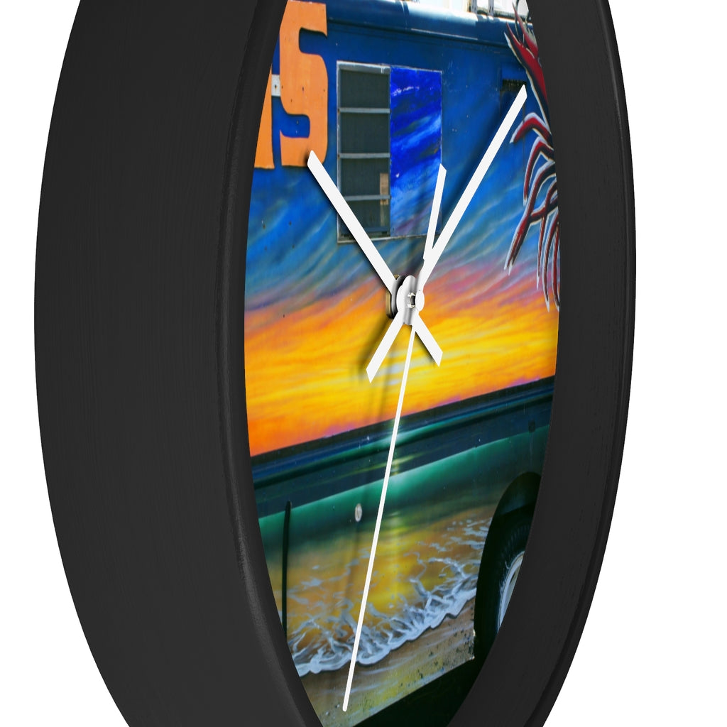 "Fumis Aloha" - 10" Wooden Frame Wall Clock - Fry1Productions