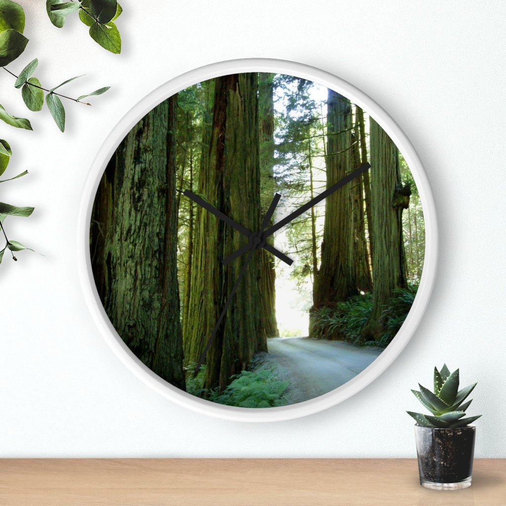 "Wandering Ferns and Giants" - 10" Wooden Frame Wall Clock - Fry1Productions
