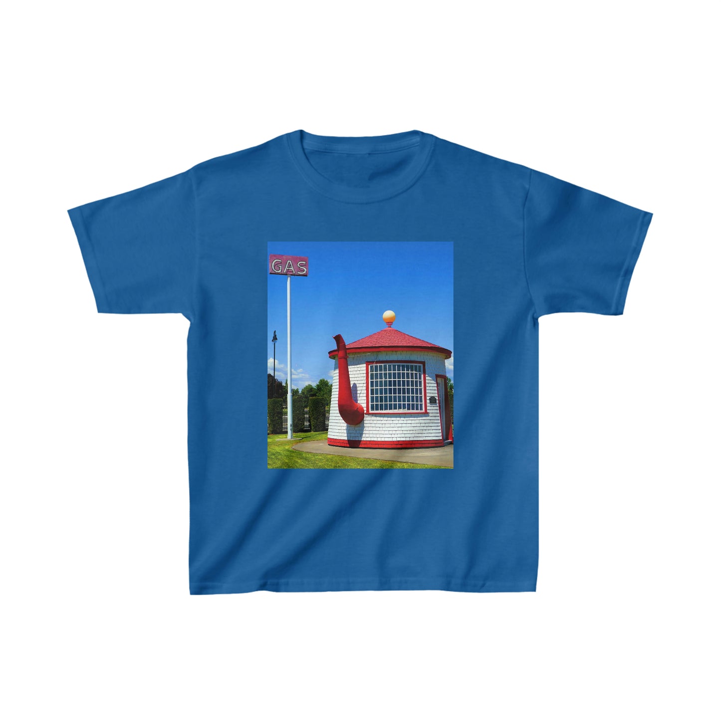 Historic Teapot Dome Service Station - Kids Cotton Tee - Fry1Productions