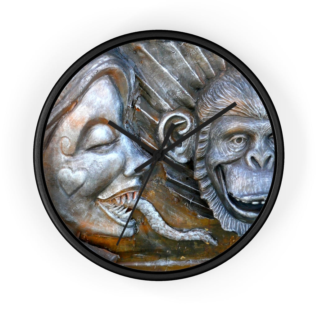"Snakily Speaking" - 10" Wooden Frame Wall Clock - Fry1Productions