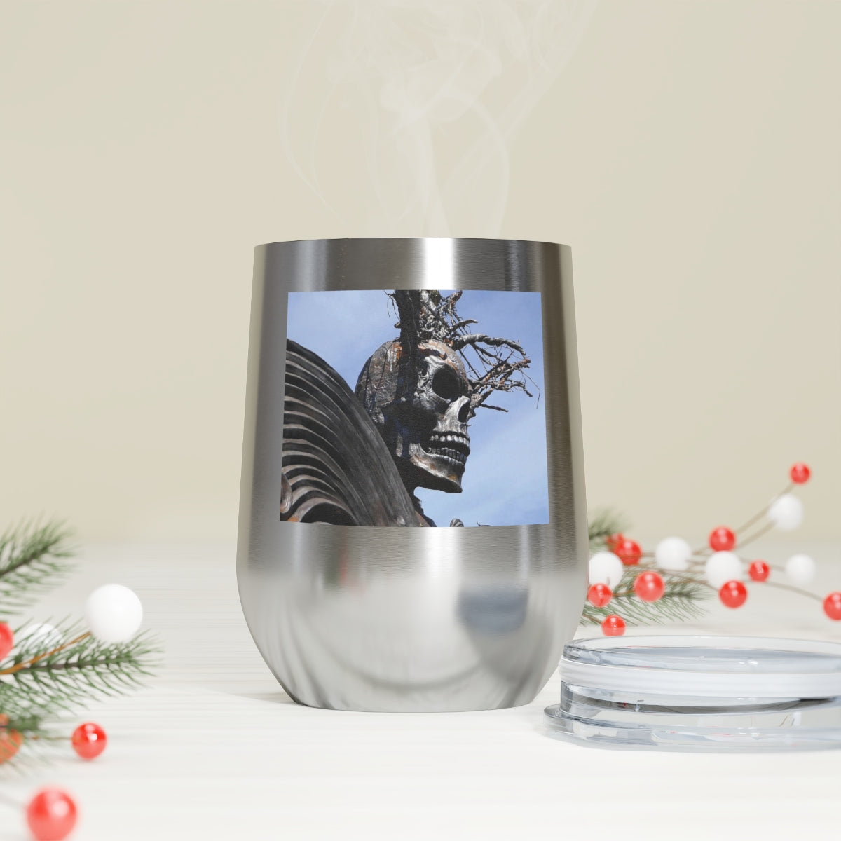 Skull Warrior - 12 oz Insulated Wine Tumbler - Fry1Productions
